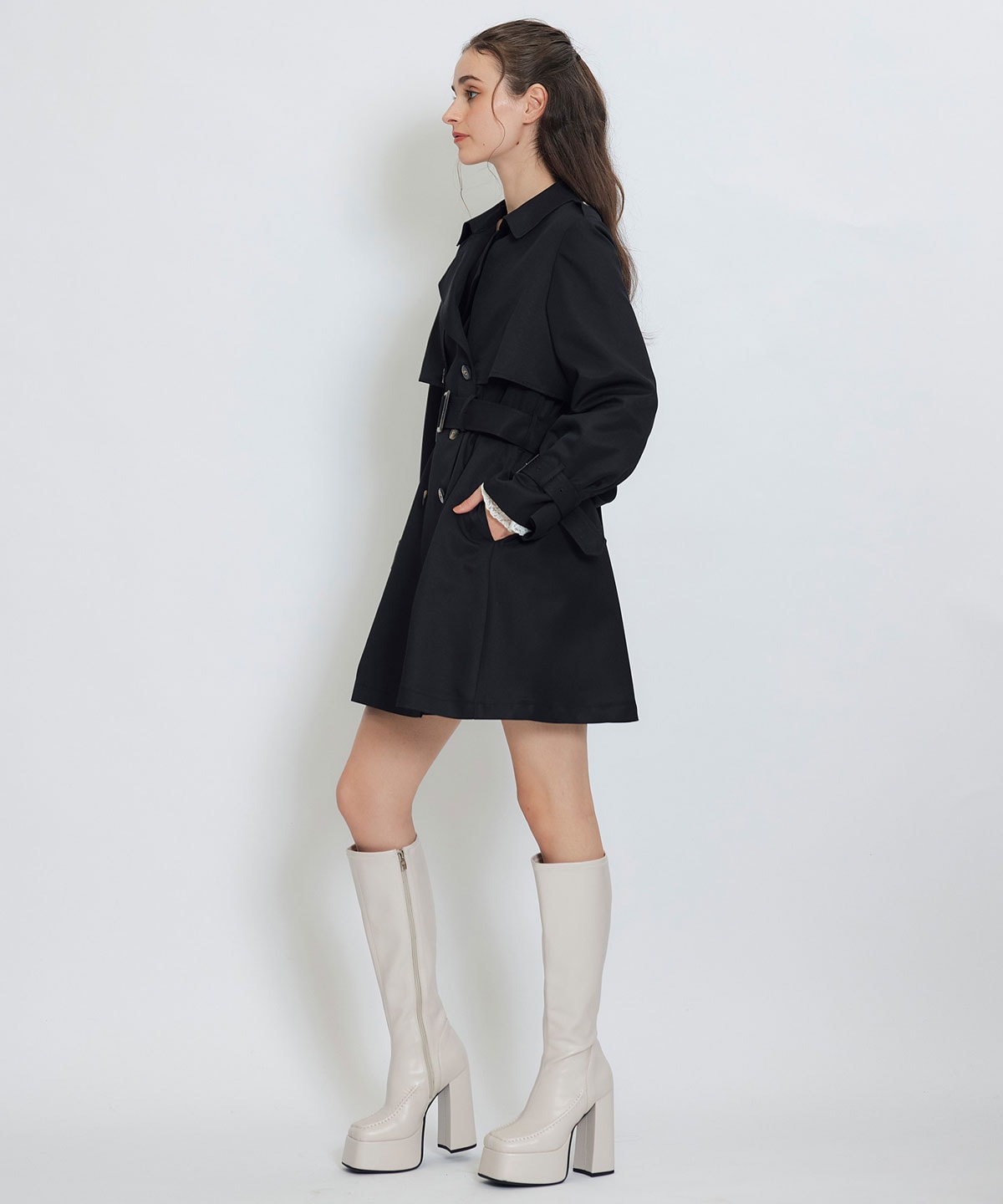 ウエストベルトショートトレンチコート