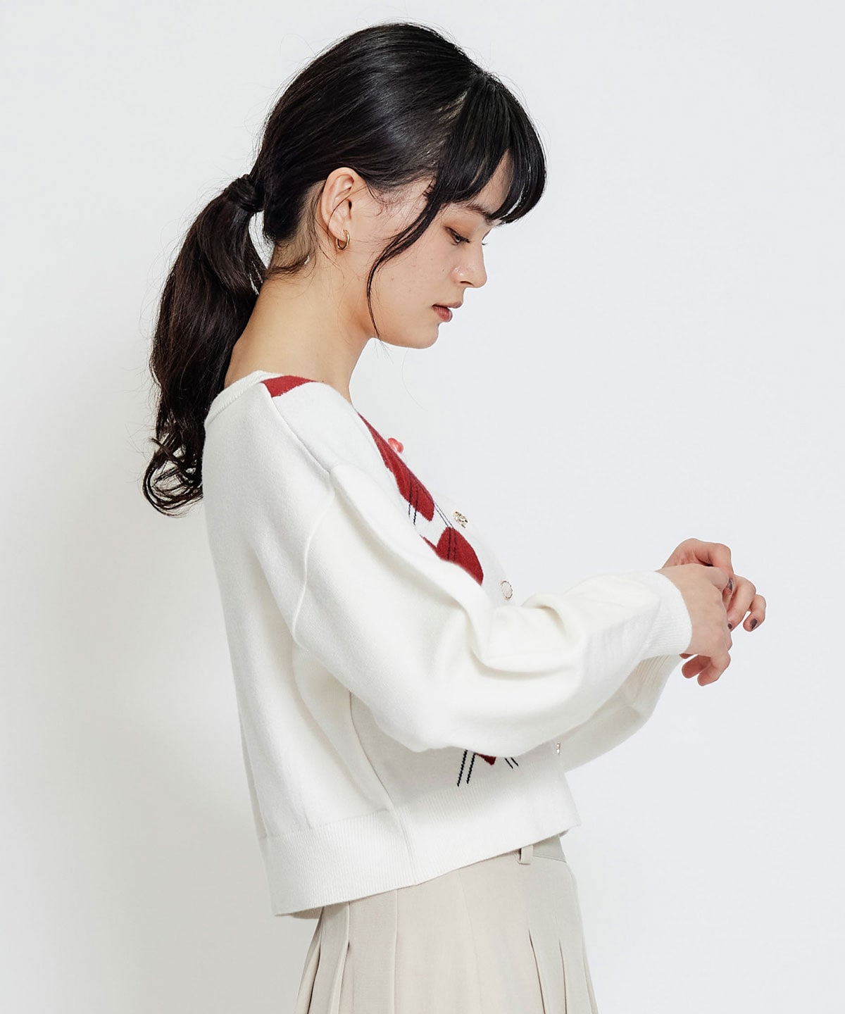 Love Me Heart アーガイルニットカーディガン