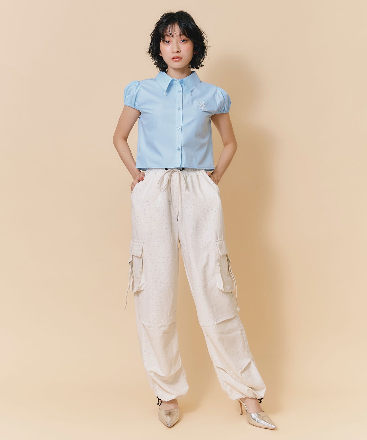 ラインストーンホットフィットカーゴパンツ