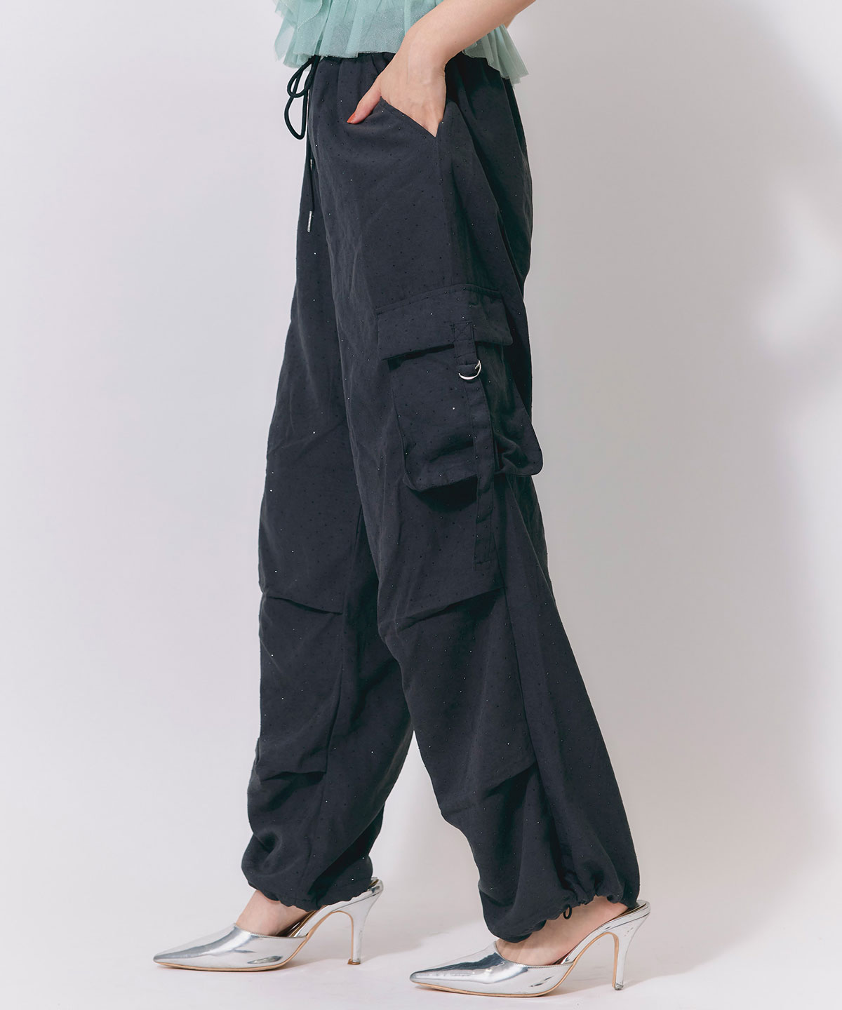 ラインストーンホットフィットカーゴパンツ