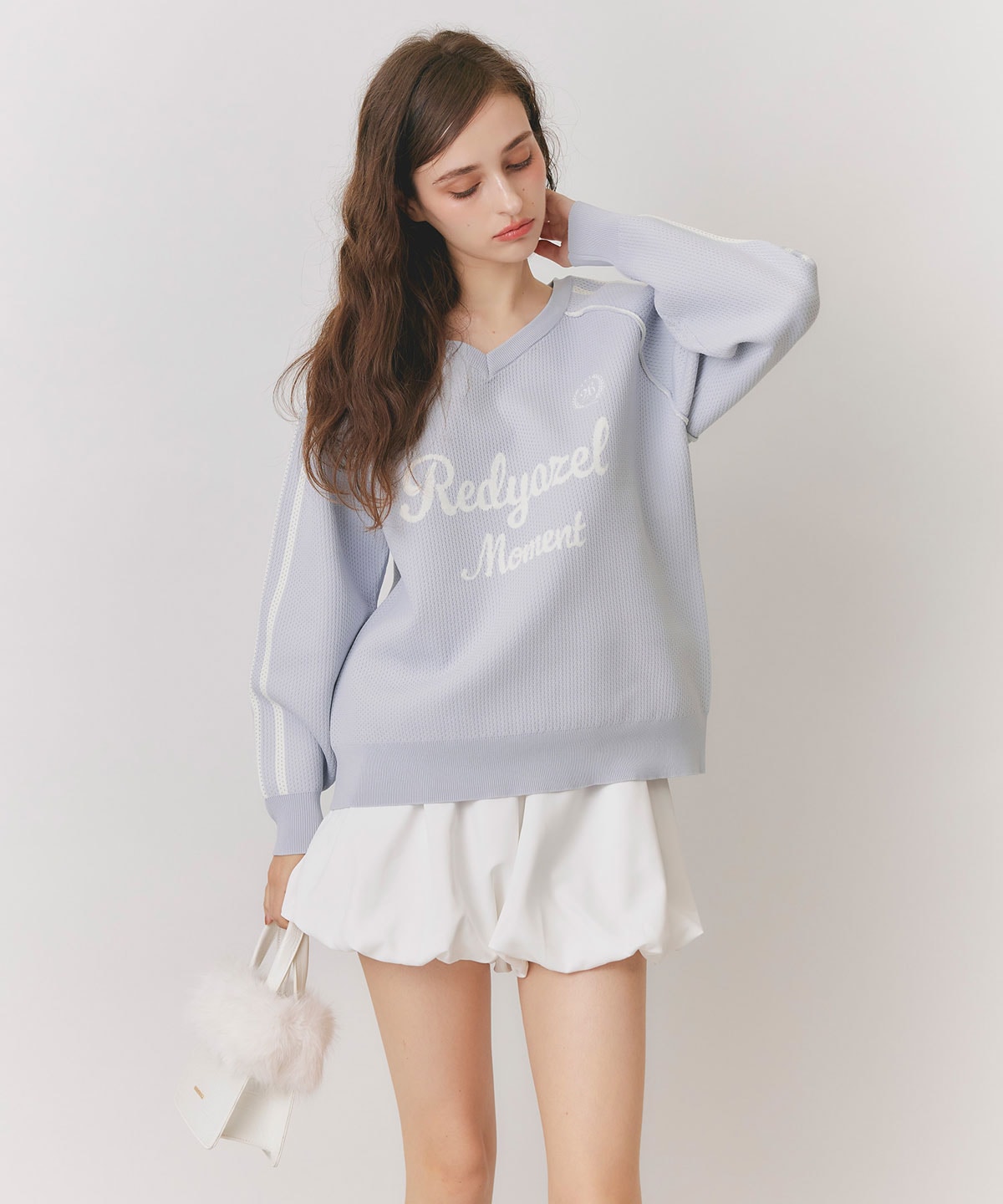 ロゴメッシュニット×バルーンショートパンツセットアップ