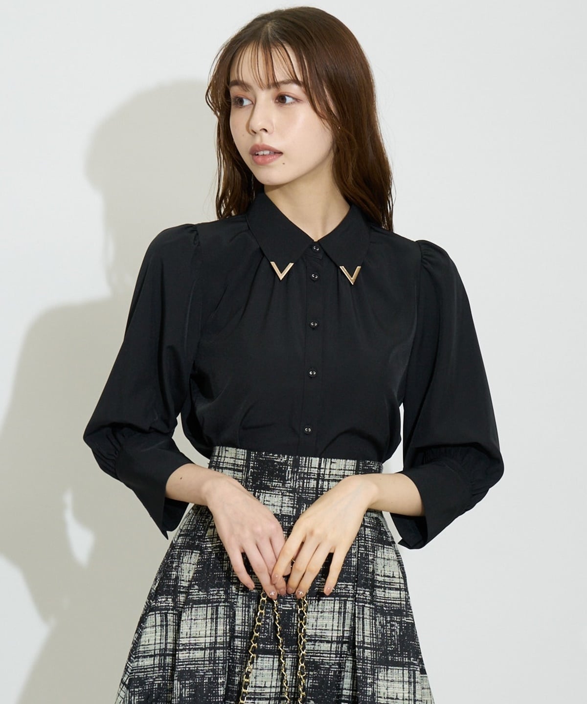 アートチェックタックフレアスカート