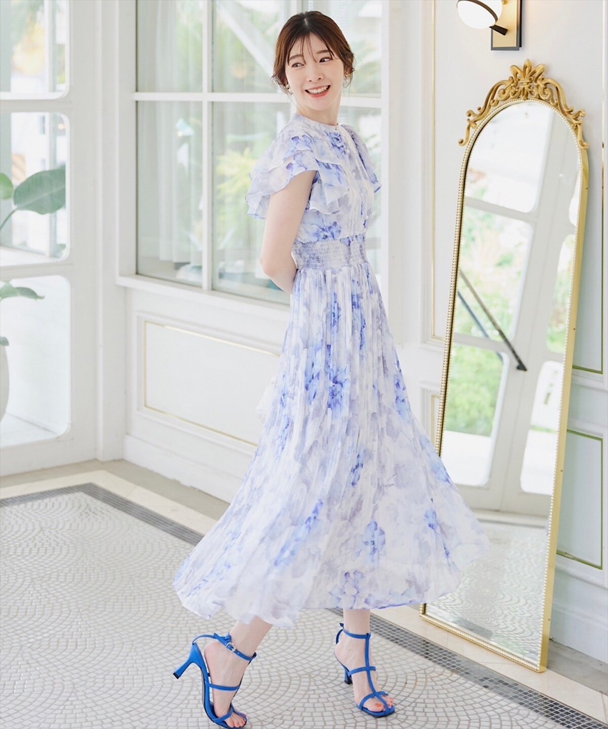 薄手ストール♡青系花柄 まがっ 