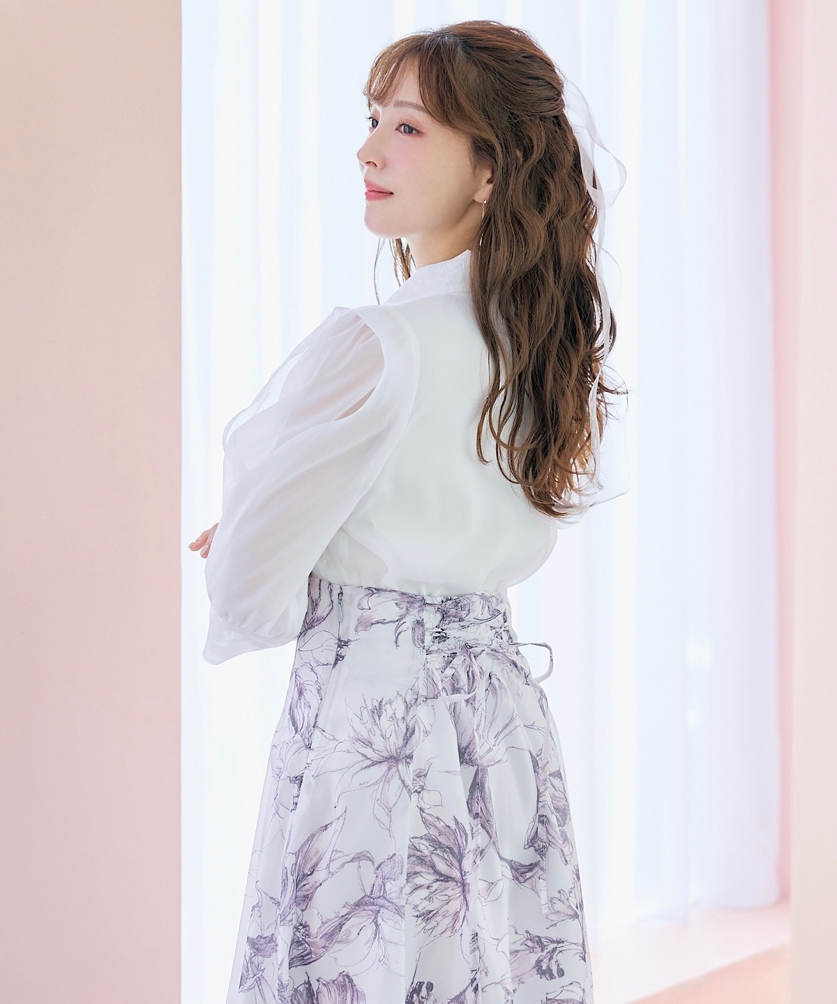 オリジナルシアースモーキーフラワーフレアスカート