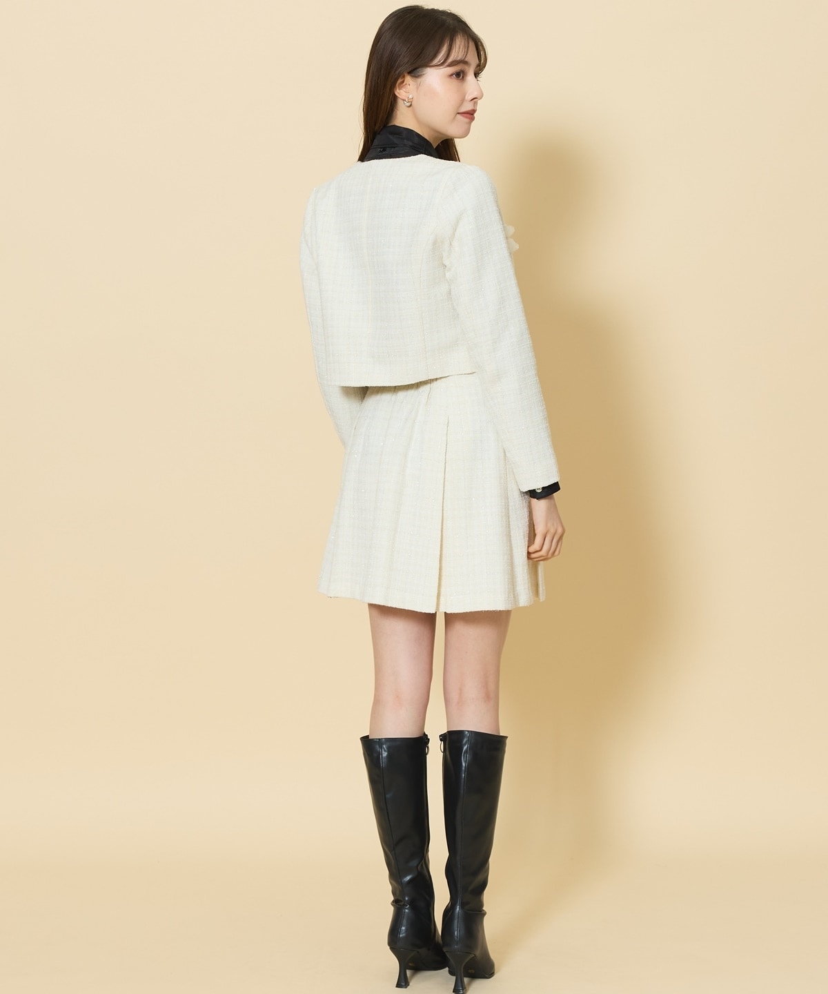 ボックスプリーツツイードミニスカート