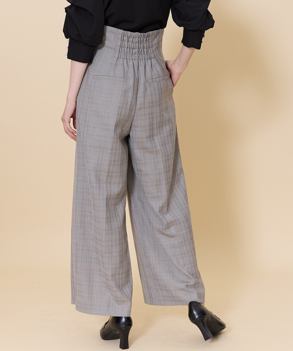 金ボタン美シルエットタックワイドパンツ