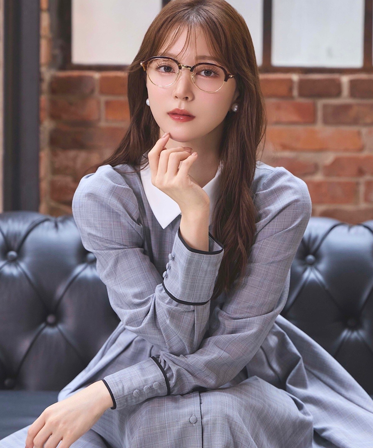 バイカラー衿パイピングタックフレアシャツワンピース