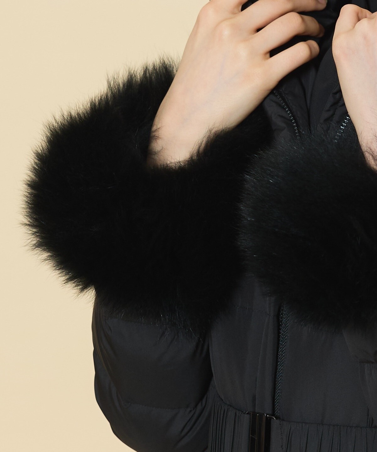 FOXファー付ドレスダウンコート