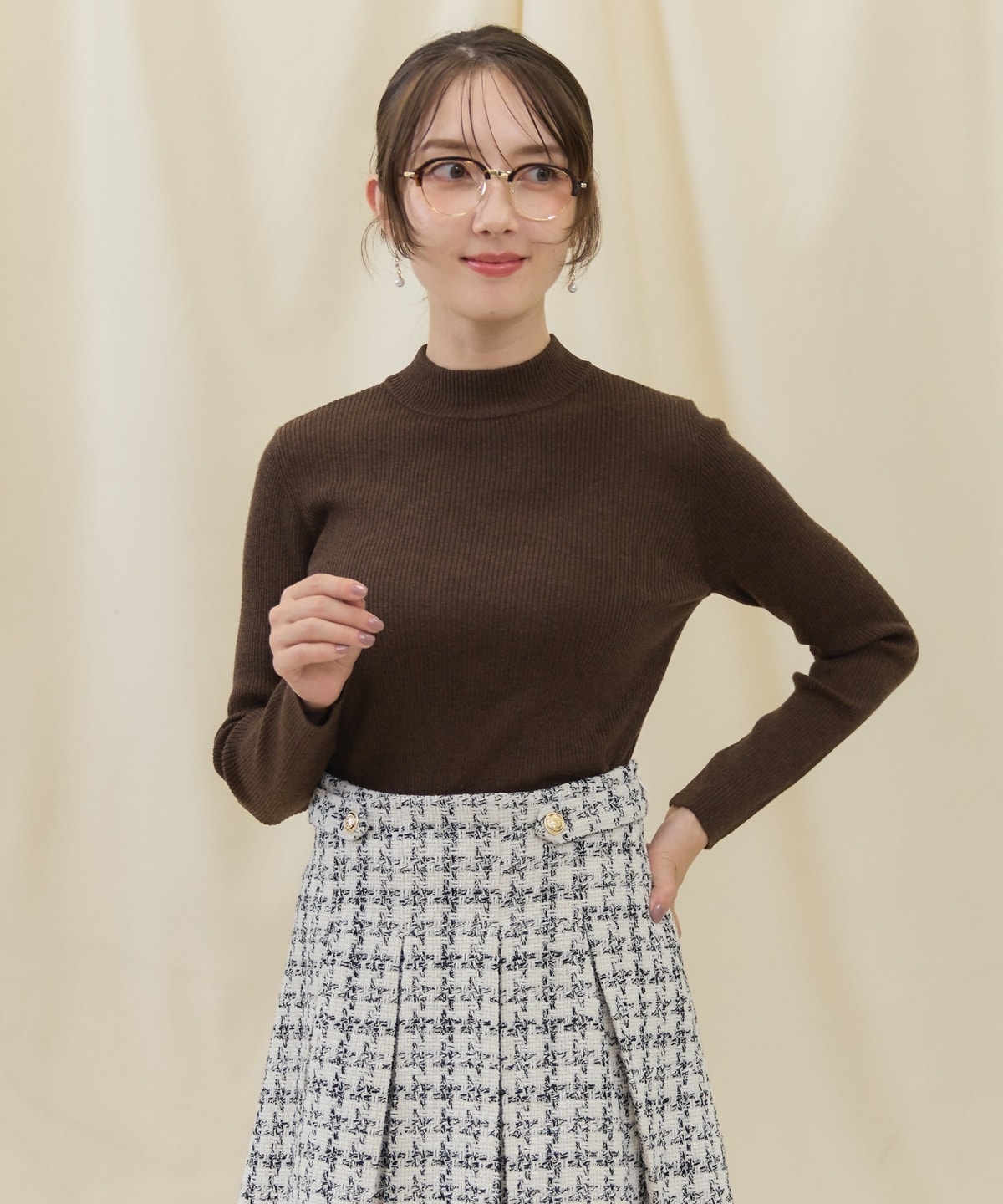 もっちり美シルエットプチハイネックニットプルオーバー