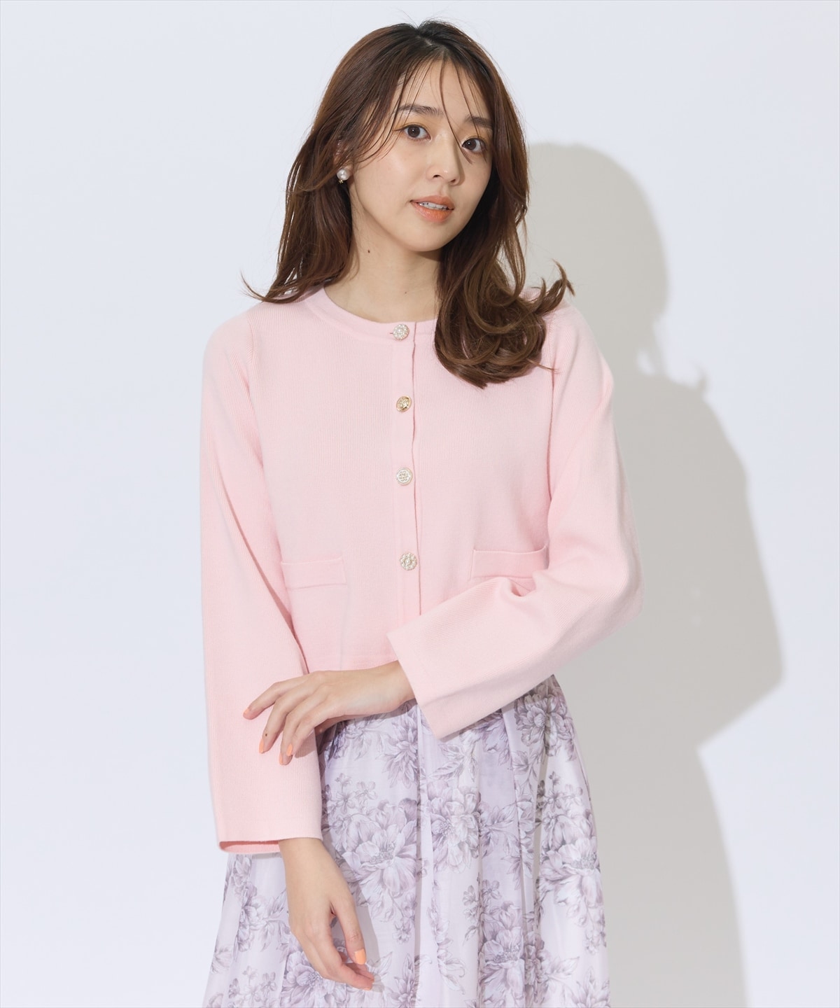 バイカラーマルチボタンニットジャケット