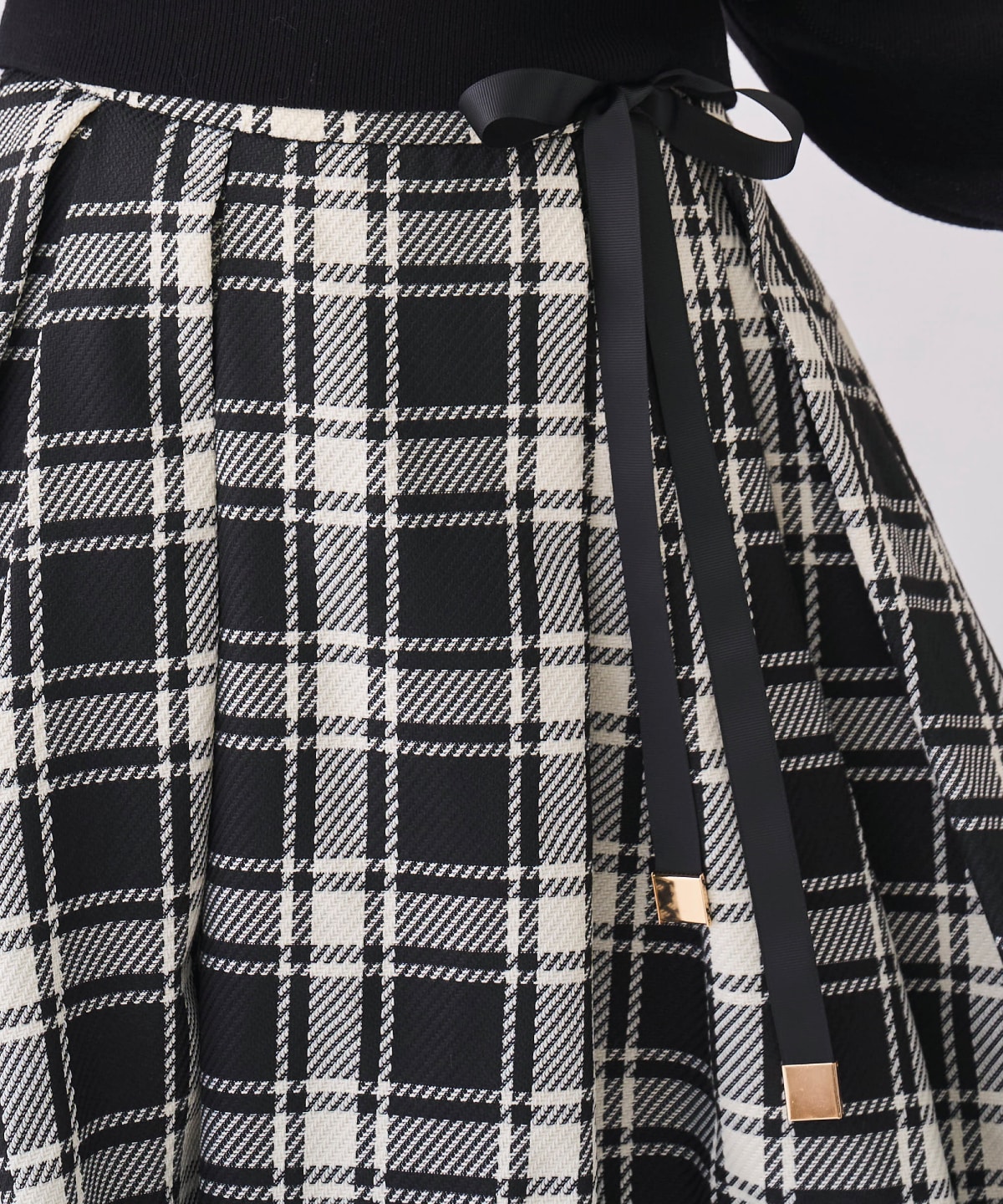 【12/5(Fri)予約開始】リボンベルト付きチェックフレアスカート