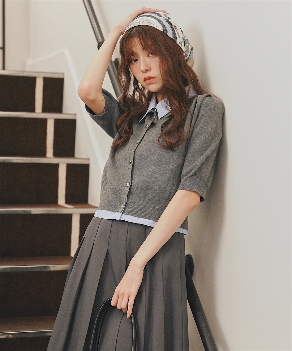 ベルト付きミディ丈プリーツスカート(S グレー): SWINGLE｜公式