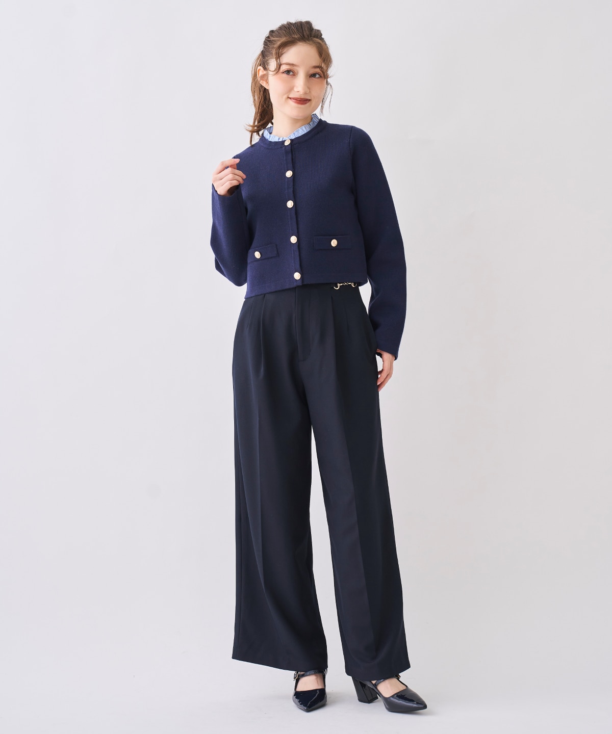 【12/5(Fri)発売開始】ビット付きハイウエストワイドパンツ