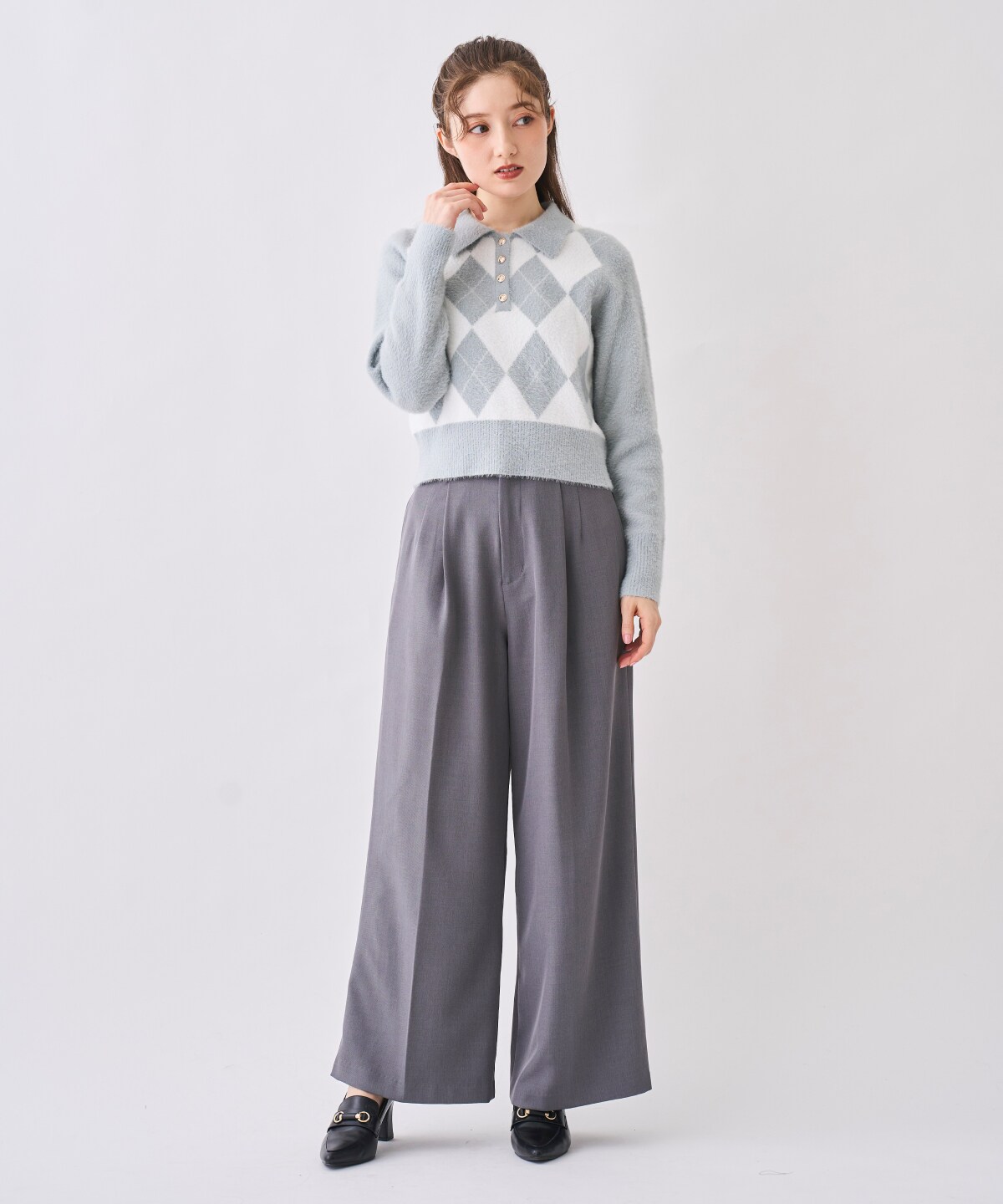 【12/5(Fri)発売開始】ビット付きハイウエストワイドパンツ