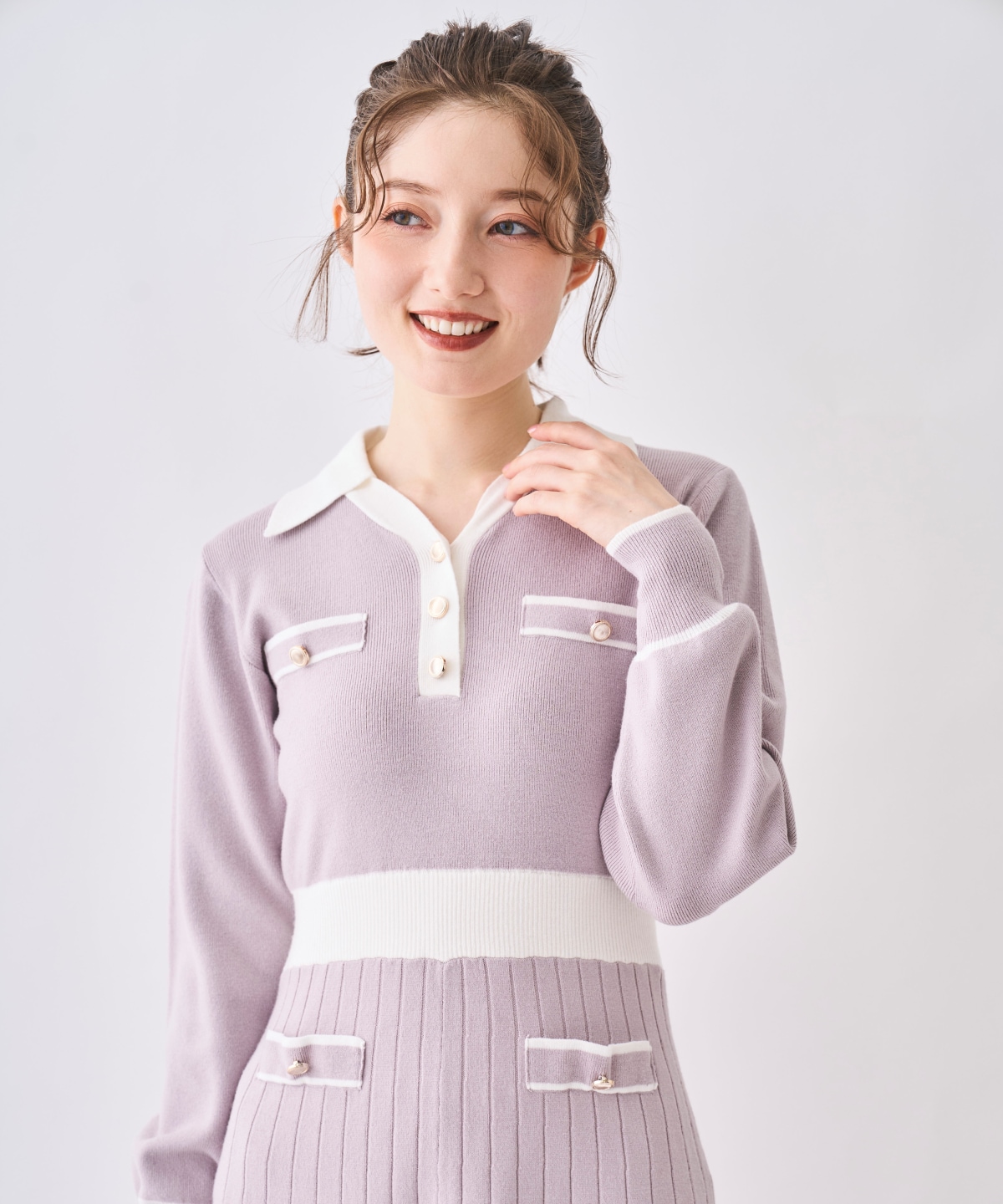 【12/5(Fri)発売開始】配色ポロニットワンピース
