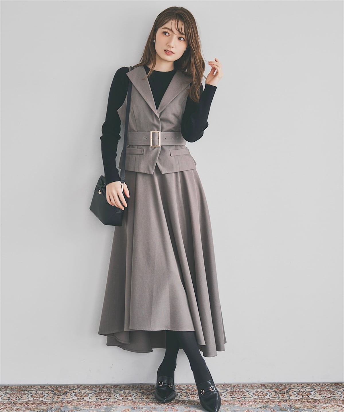 ジレアシメワンピースセットアップ