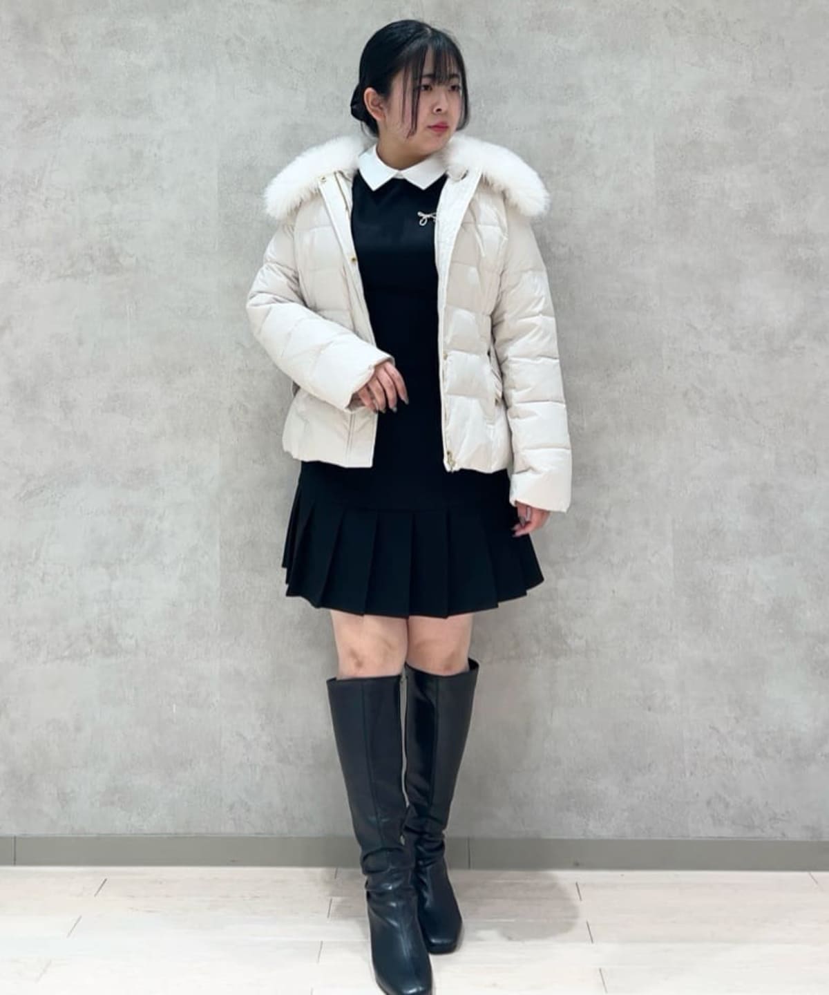 フォックスファー付ショートダウン