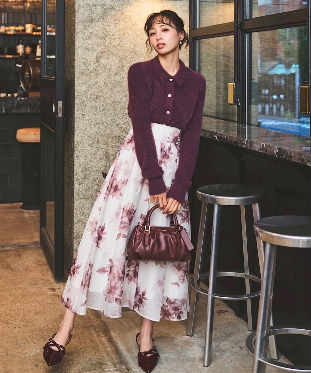 襟付きラメカーディガン