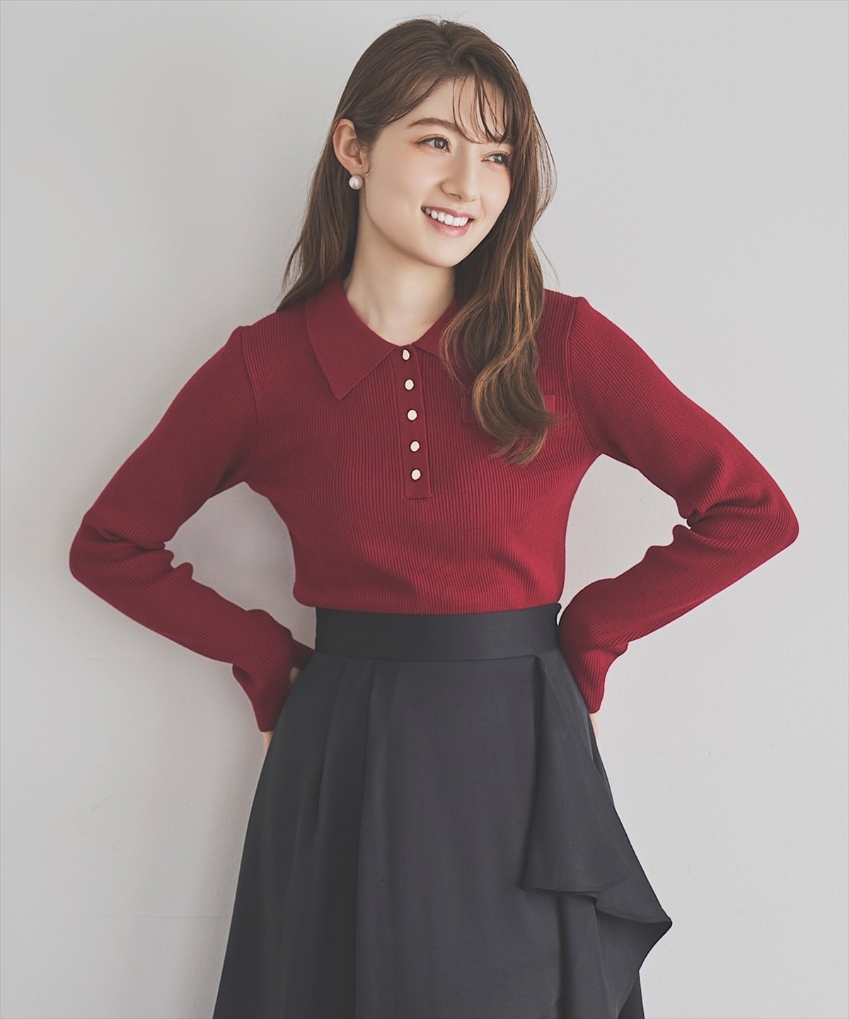 リブポロニットプルオーバー