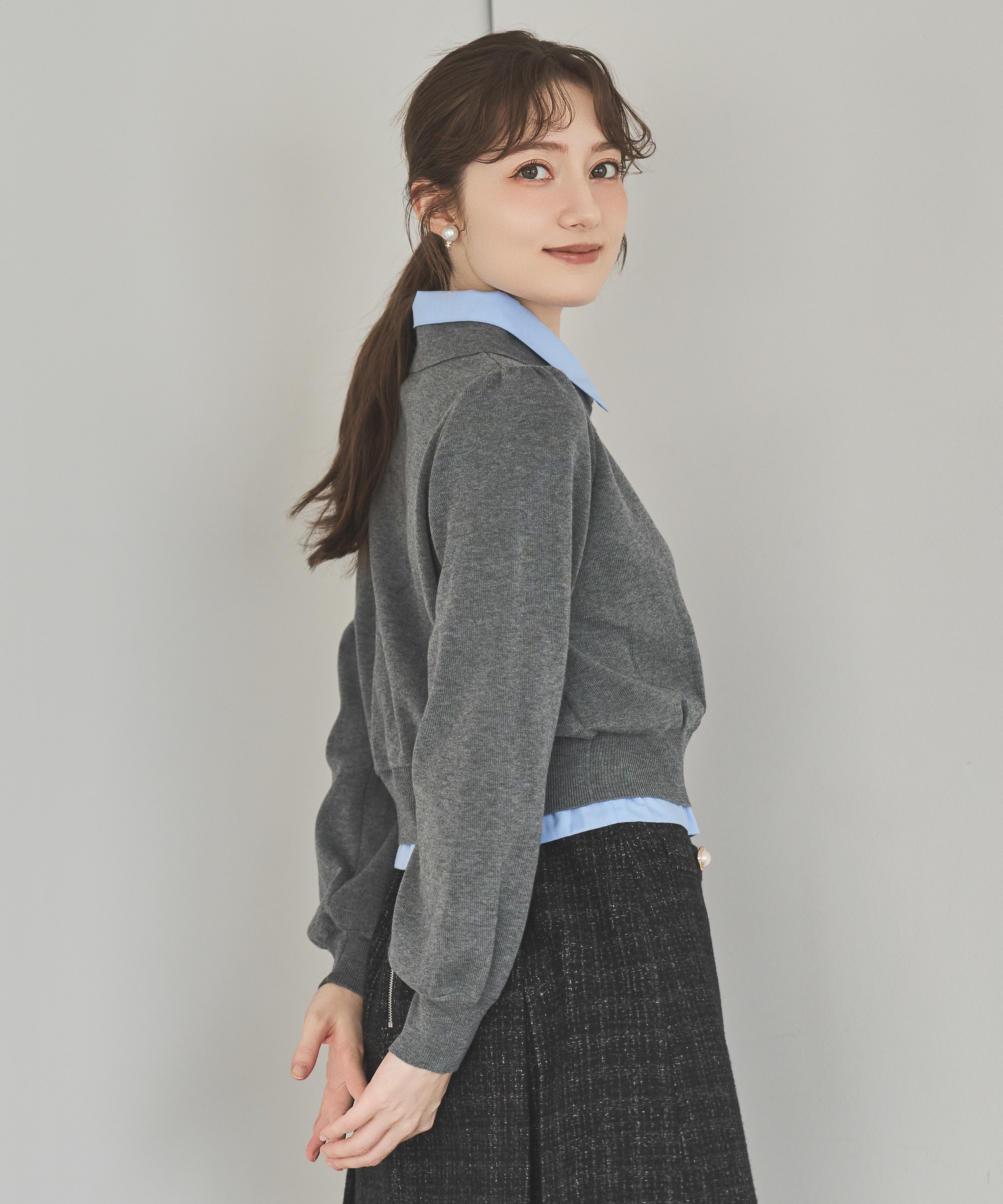 シャツレイヤードニット