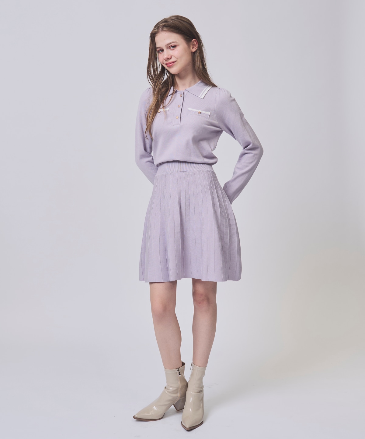 【1/23(Fri)発売】配色ポロニットミニワンピース