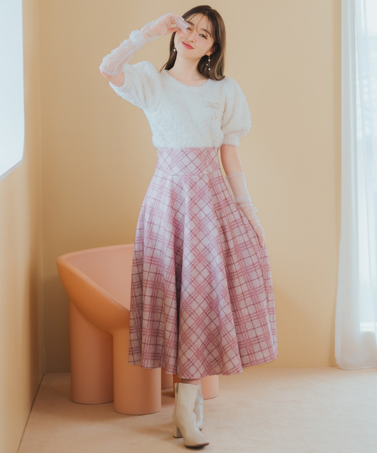 バイヤスチェックサーキュラースカート