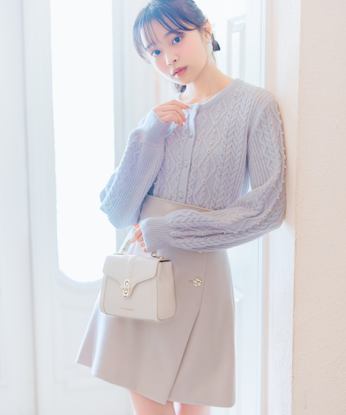 ゴールドボタンアシメミニスカート