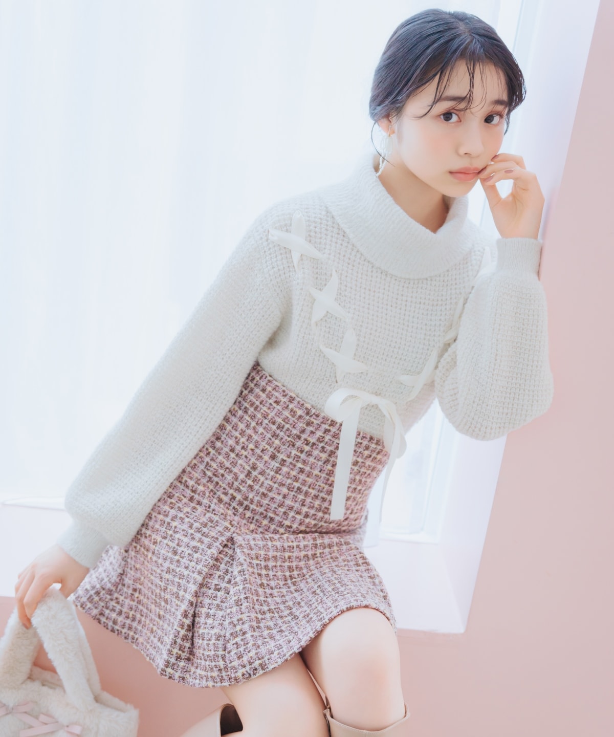 ラメツイードミニスカート