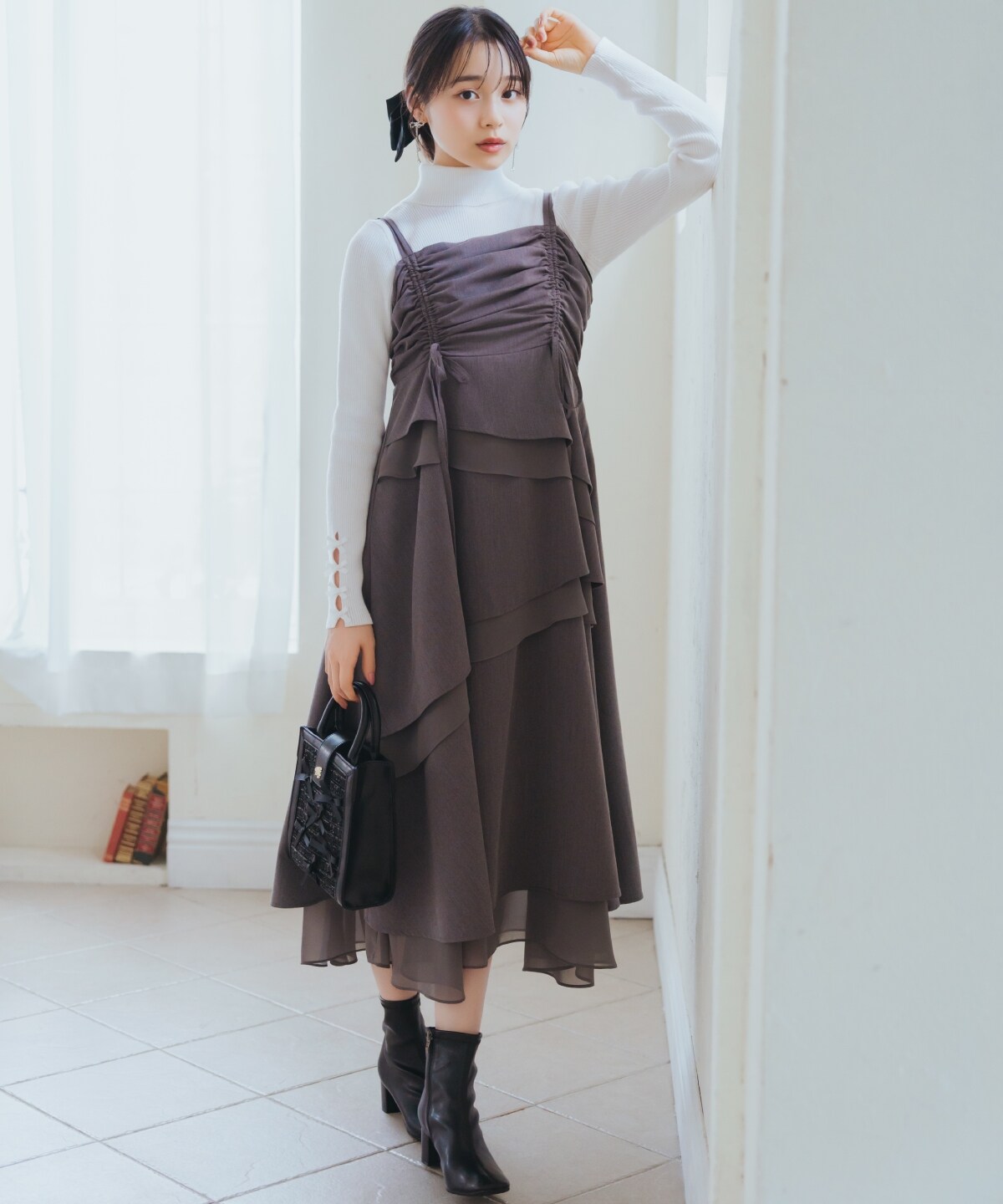 ティアードギャザーキャミワンピース