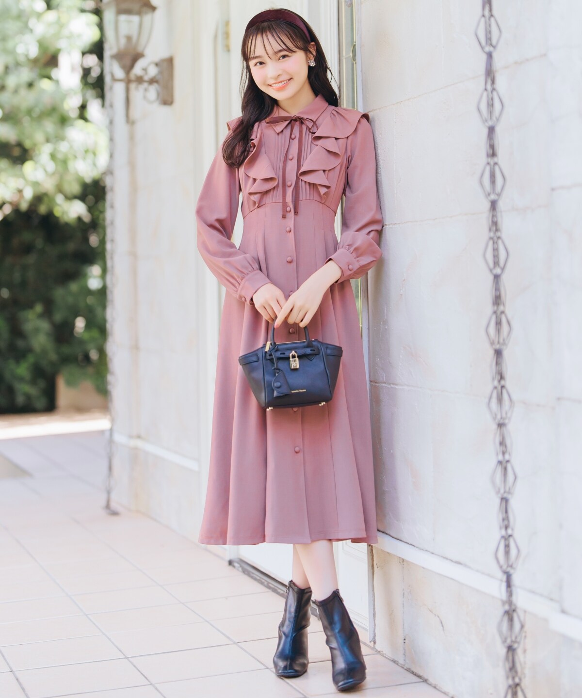 ラッフルフリルタックウエストシャツワンピース