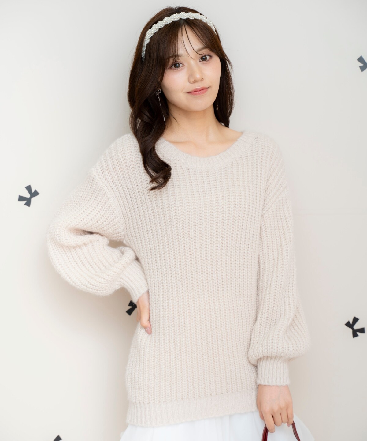 ニットプルオーバー×バルーンスカートセット