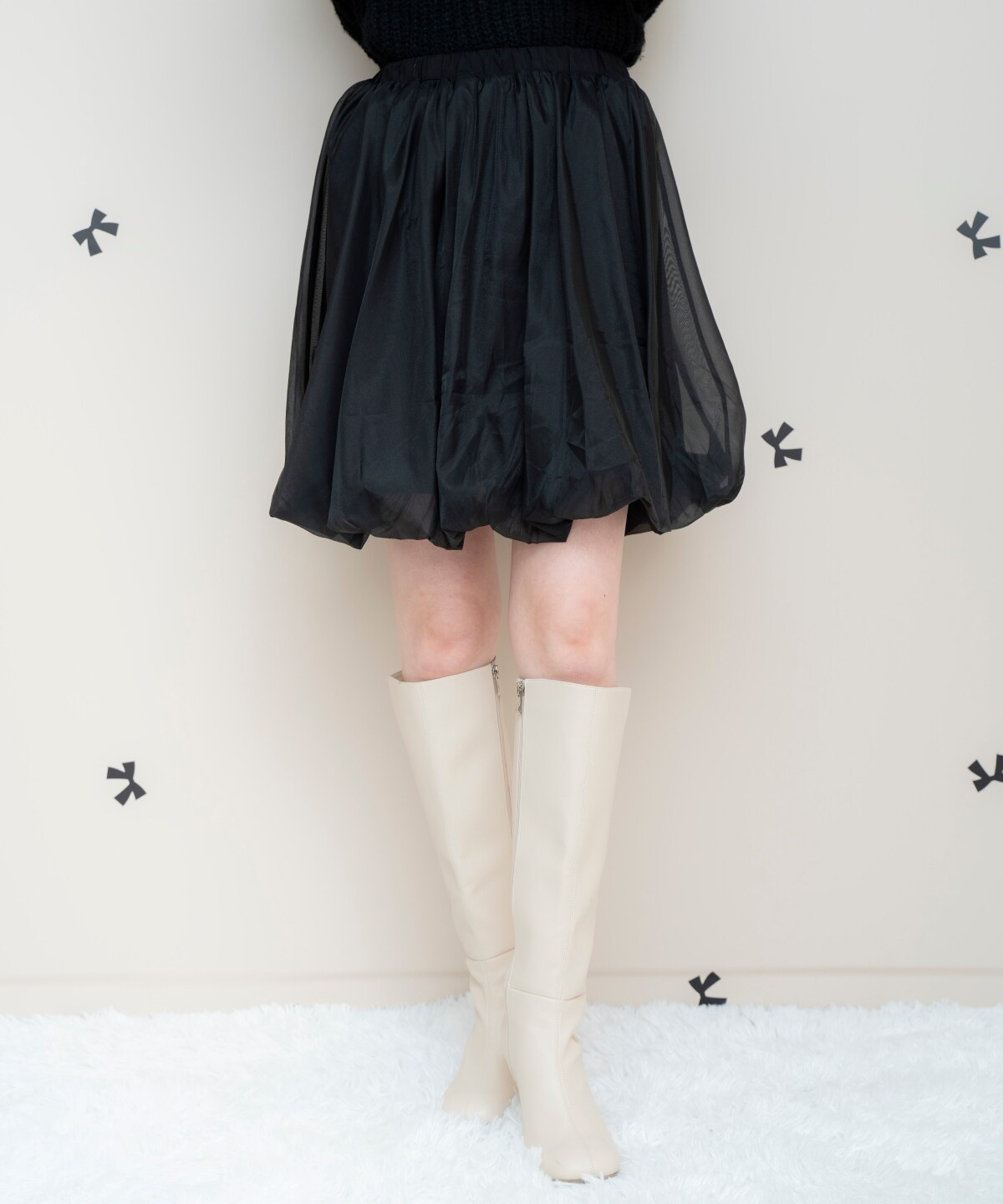 ニットプルオーバー×バルーンスカートセット