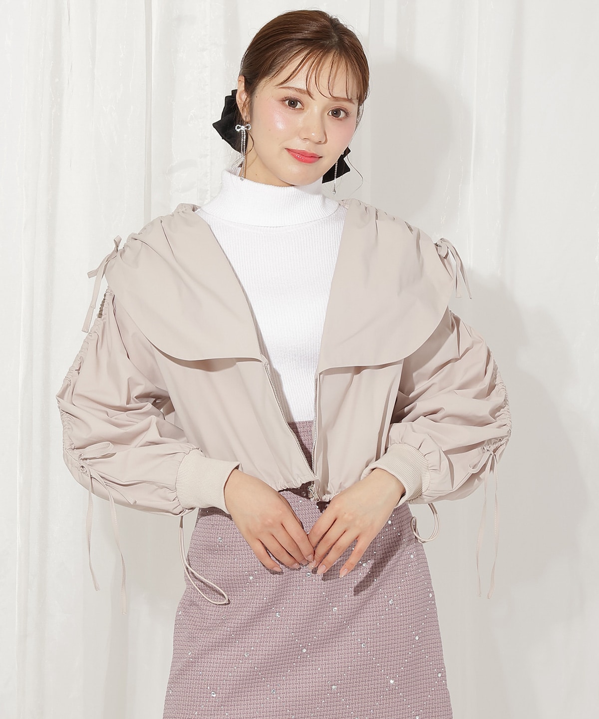 ハートカラーギャザーブルゾン