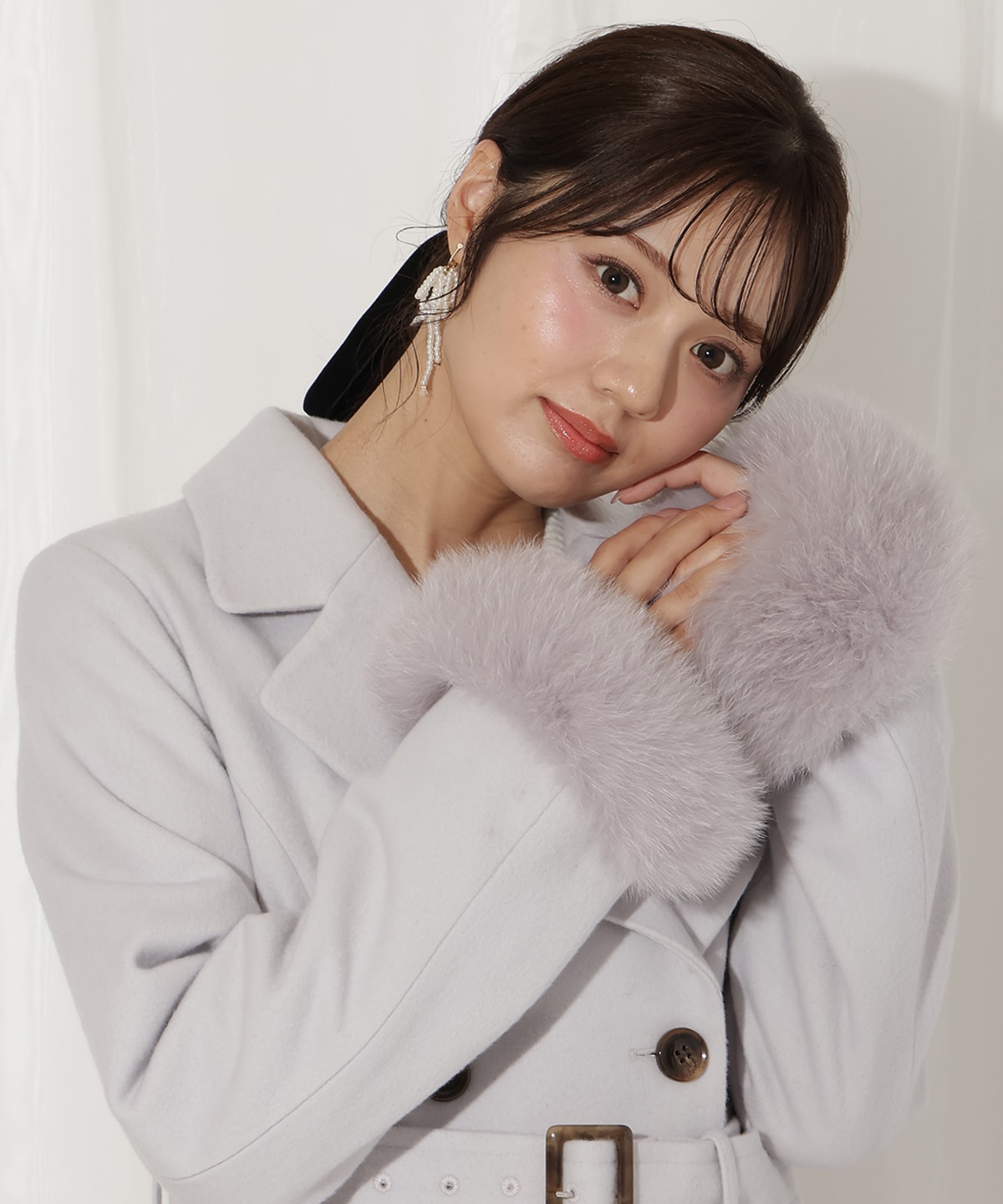 FOXファー付きウールコート