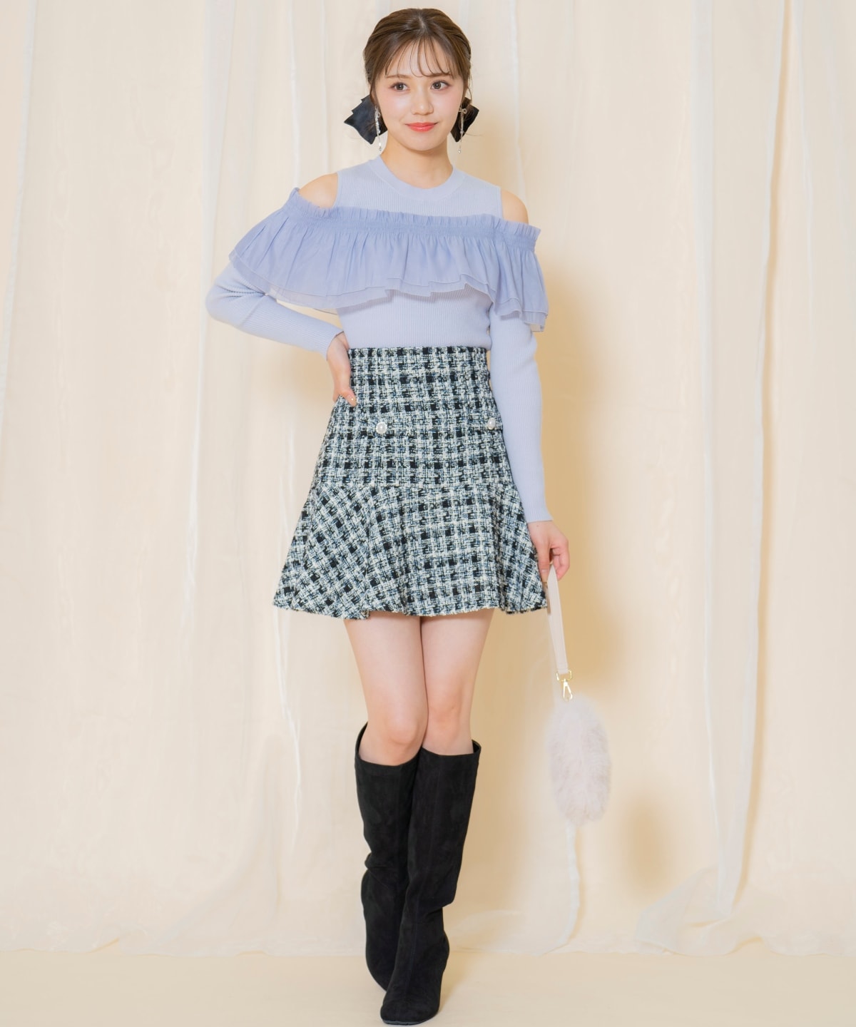 シアーフリルニット