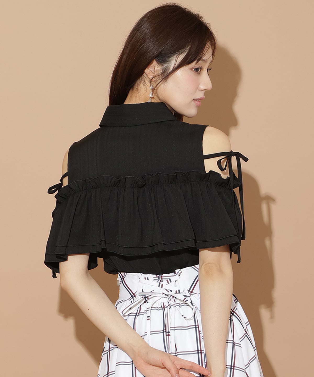 ナローリボンオフショルブラウス