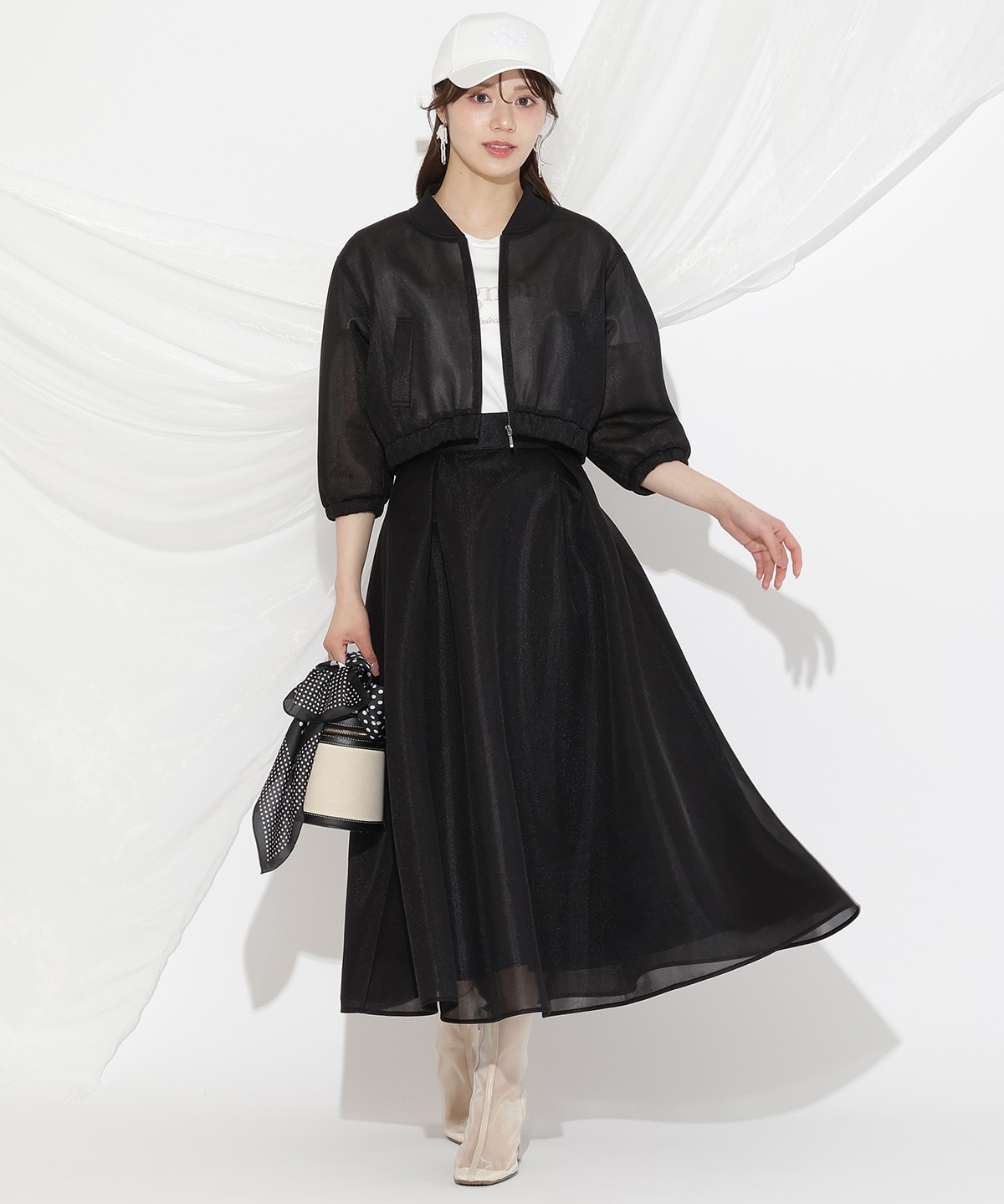 シアーダンボールフレアスカート