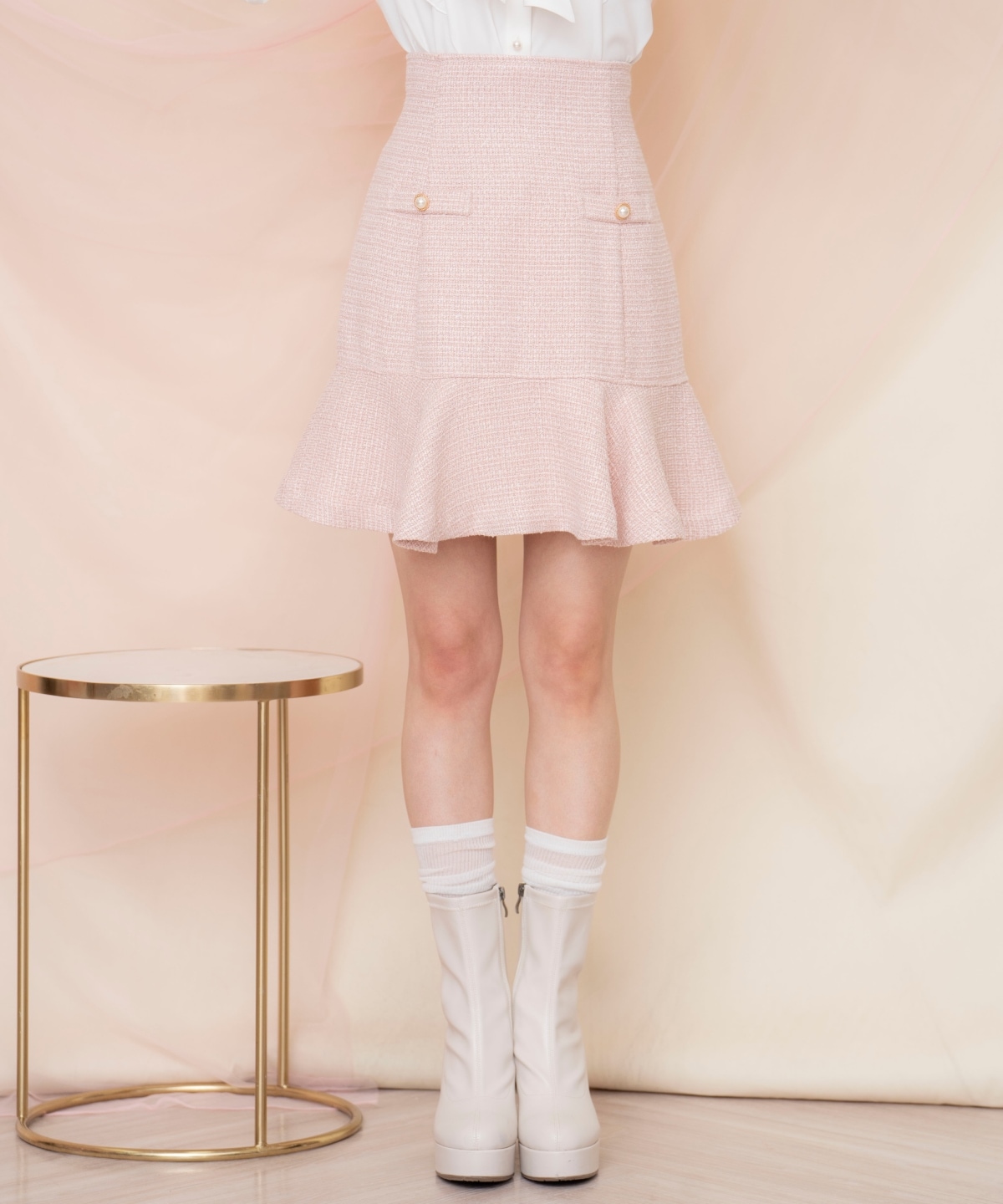 ラメツイードフレアミニスカート