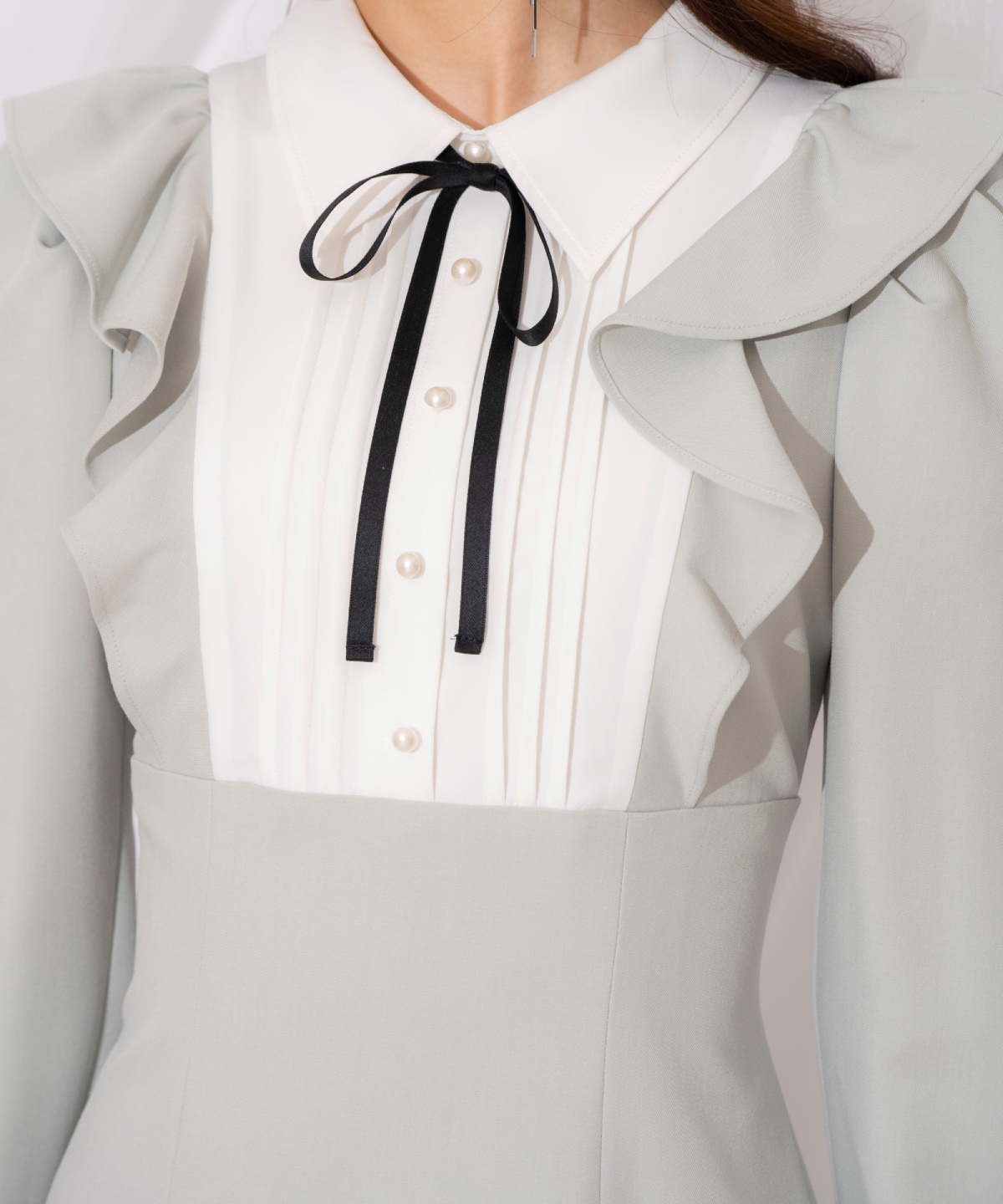 配色ヨークマーメイドワンピース