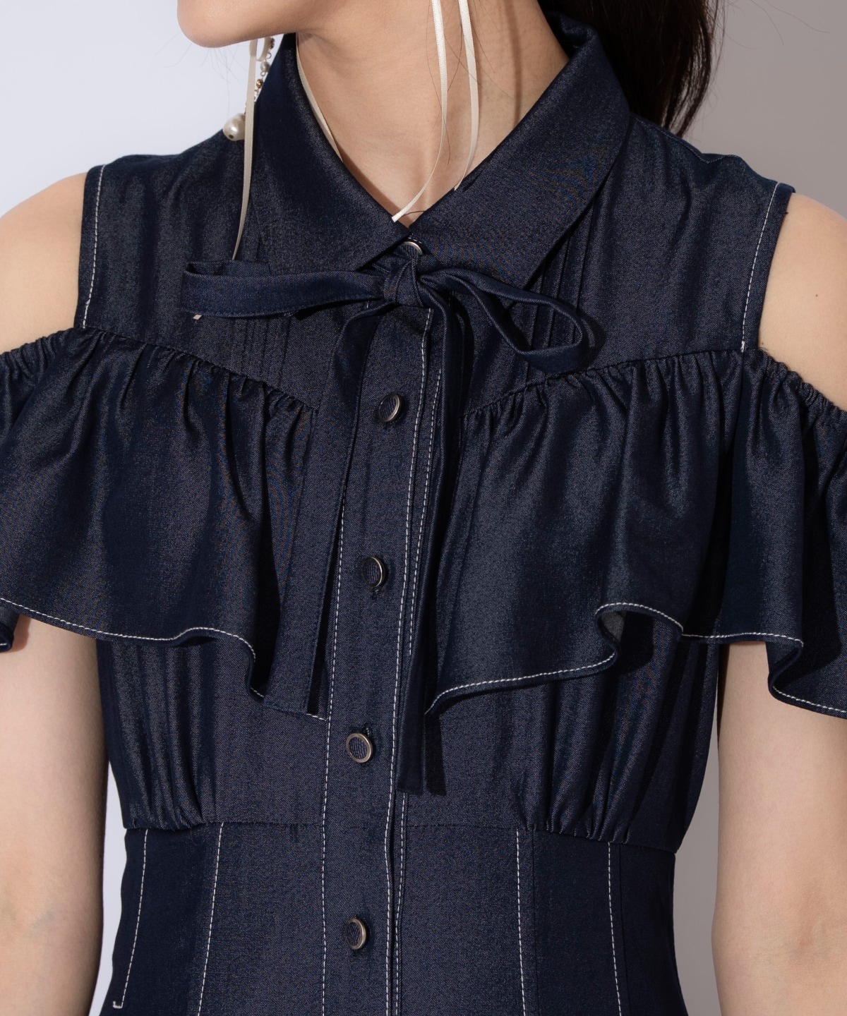 ２WAYスリーブストライプシャツワンピース