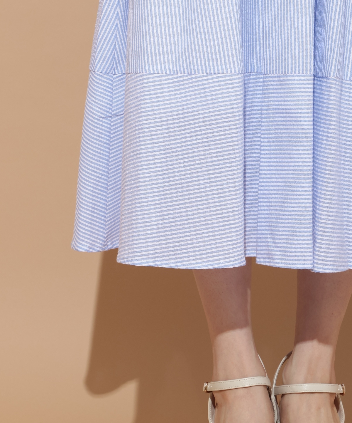 ウエストシャーリングストライプワンピース