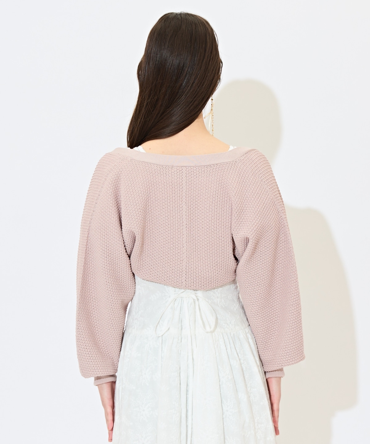 ショート丈柄編みボレロ