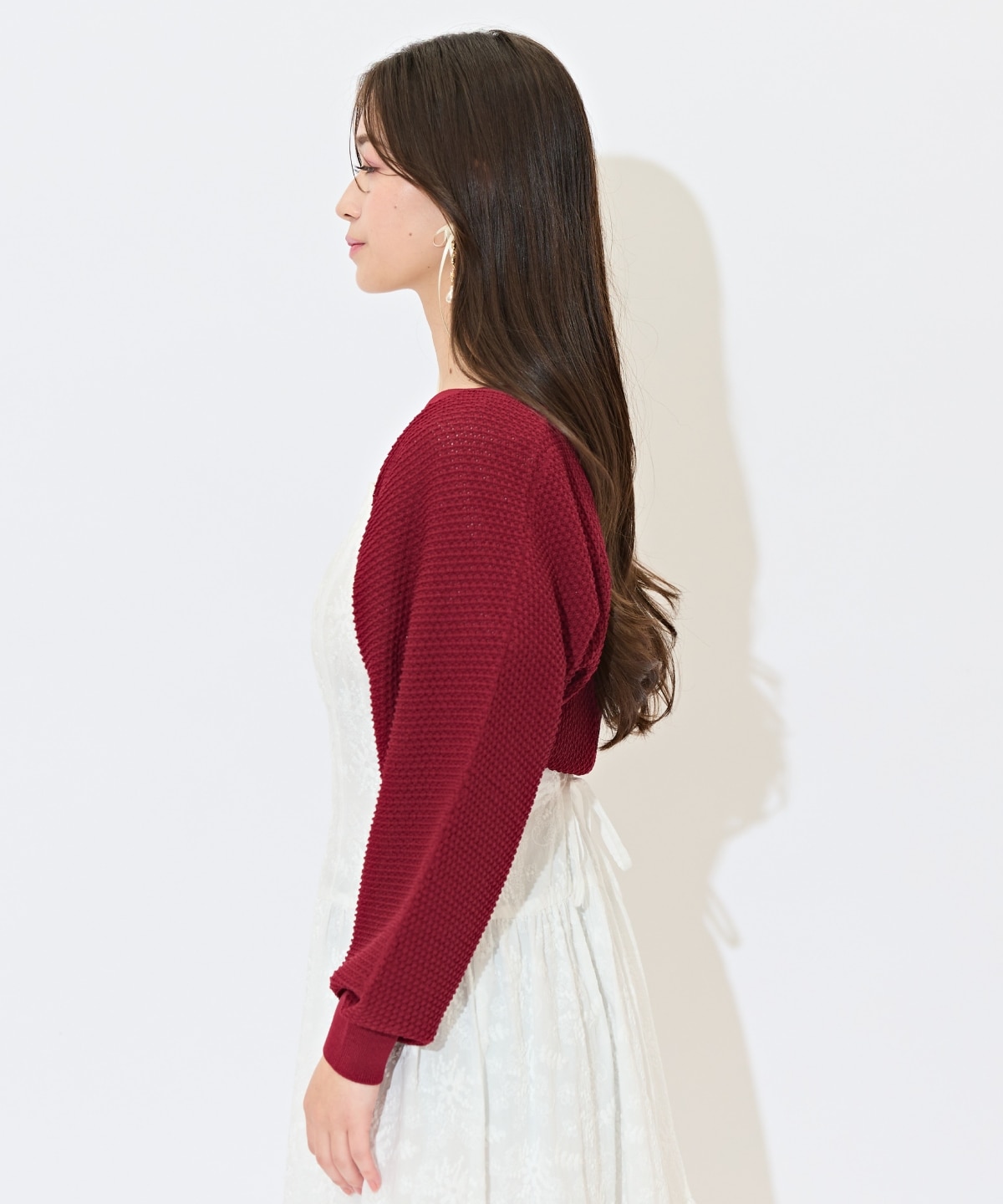 ショート丈柄編みボレロ