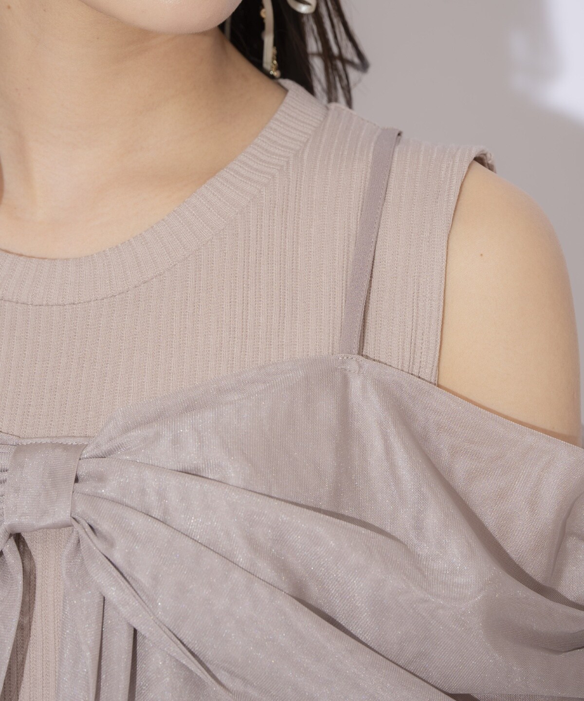 リボンレイヤードカットトップス