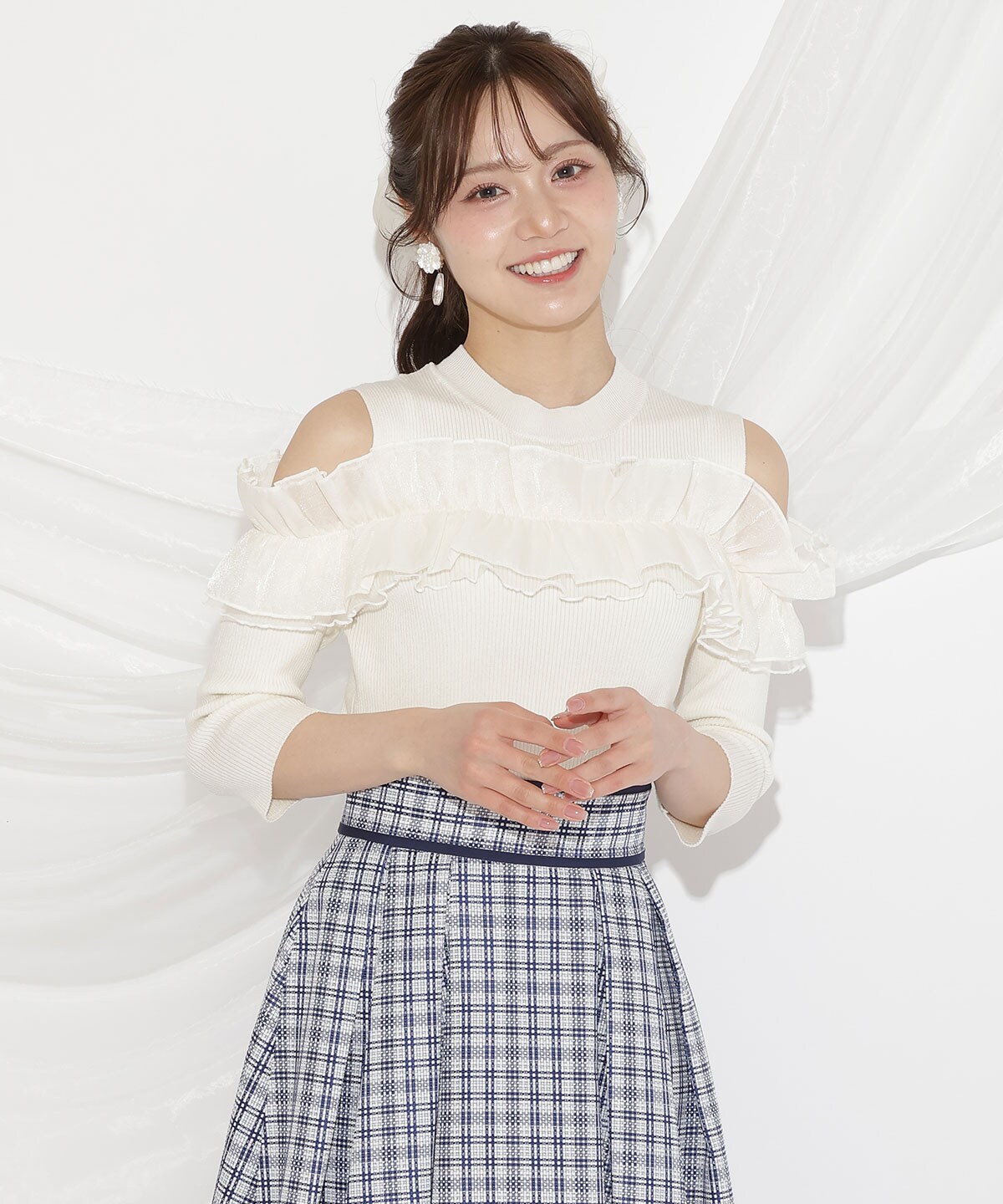 フリルドッキングリブニット