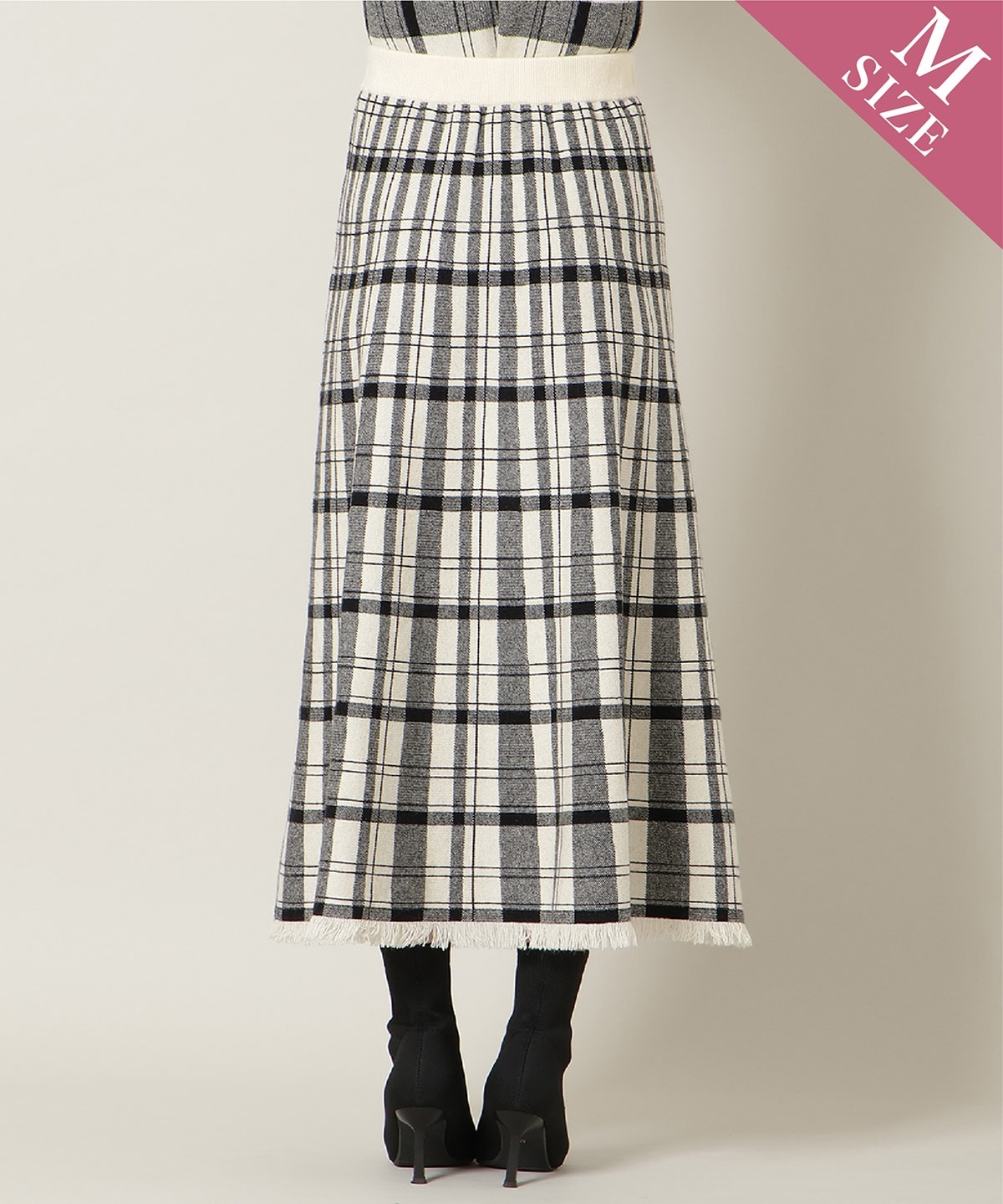 【新色追加】チェック柄ニットフレアスカート