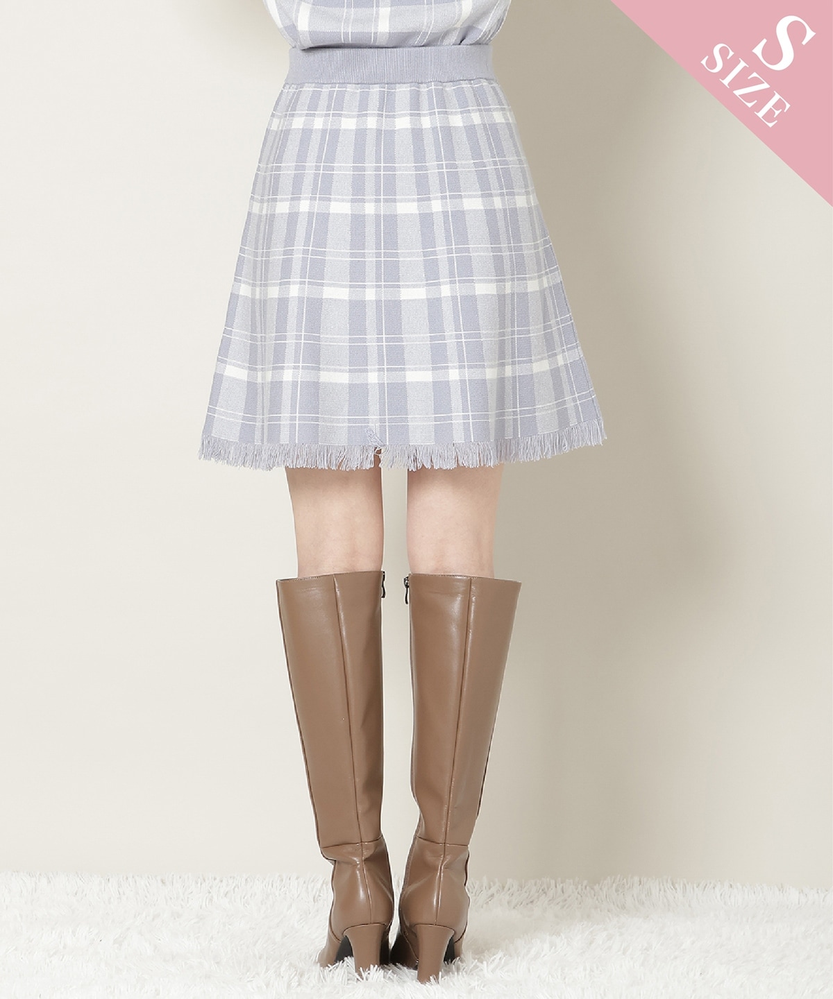 【新色追加】チェック柄ニットフレアスカート