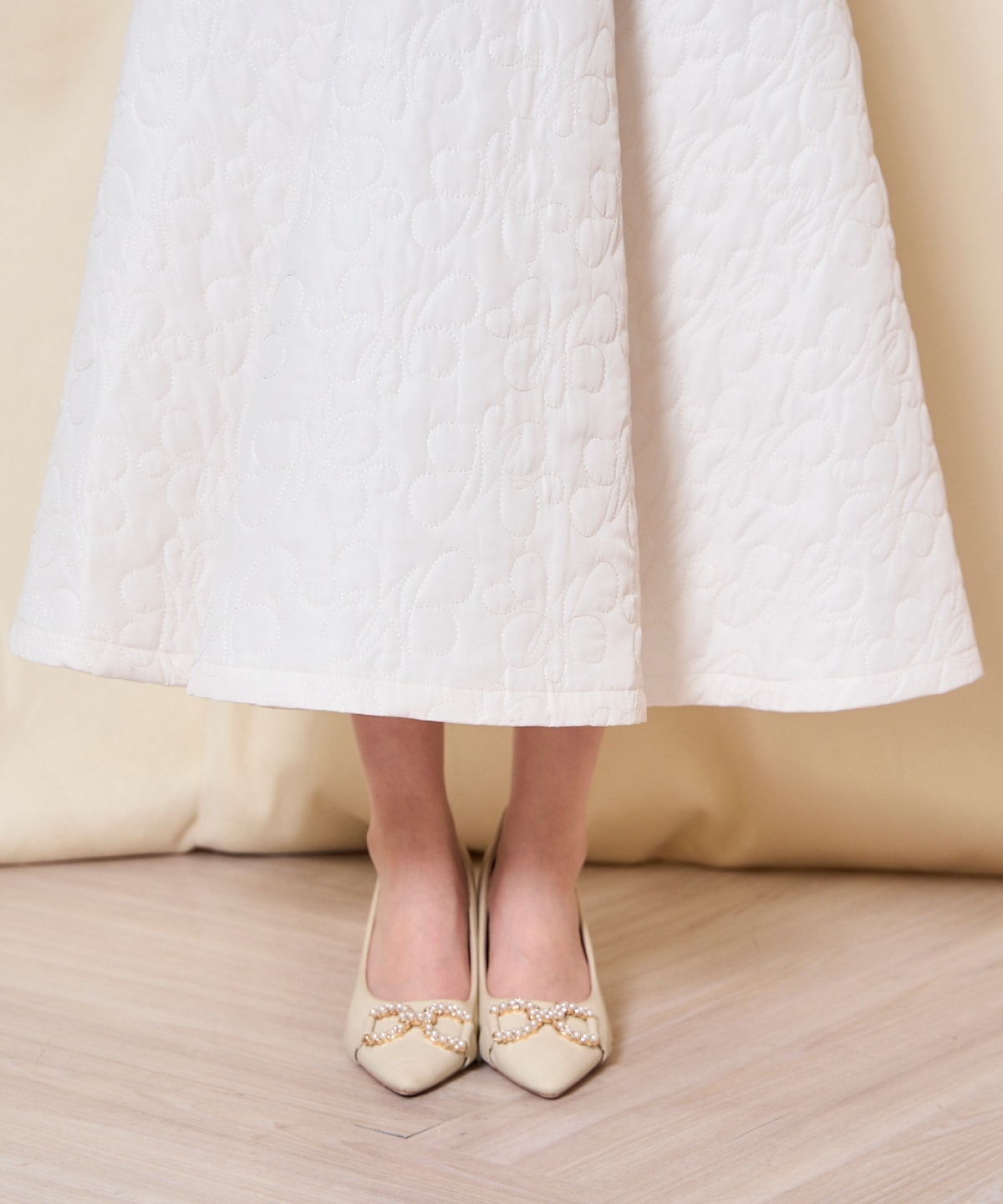 キルティングボリュームフレアスカート