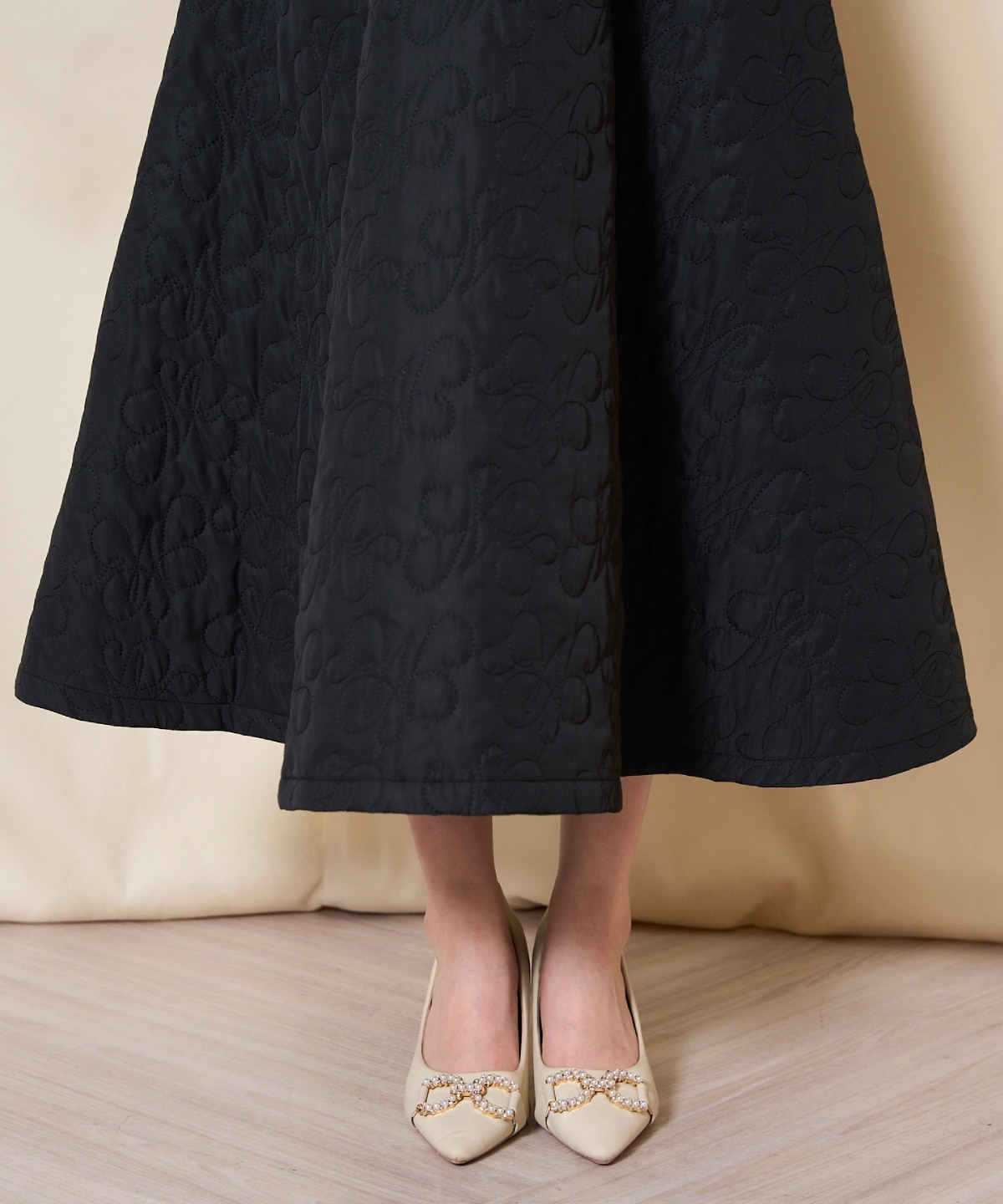 キルティングボリュームフレアスカート