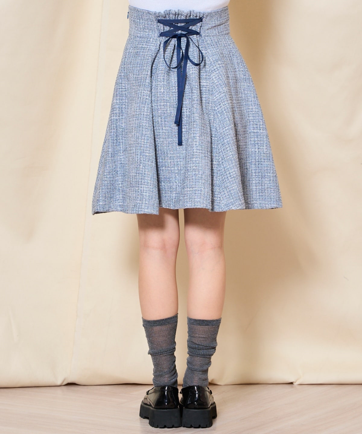 【ツイードセットアップシリーズ】ツイードフレアミニスカート